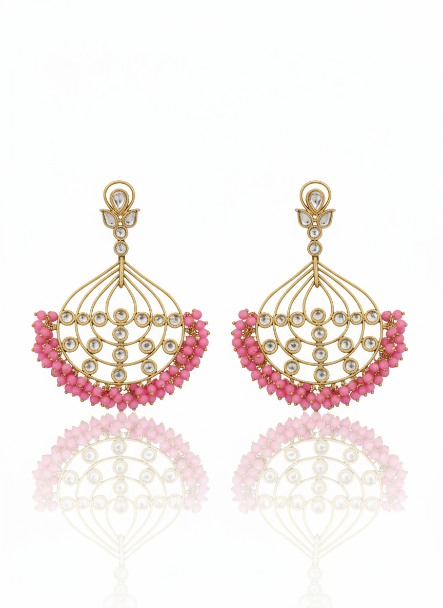 Rosy Meenakari Splendour Earrings - Pabeena