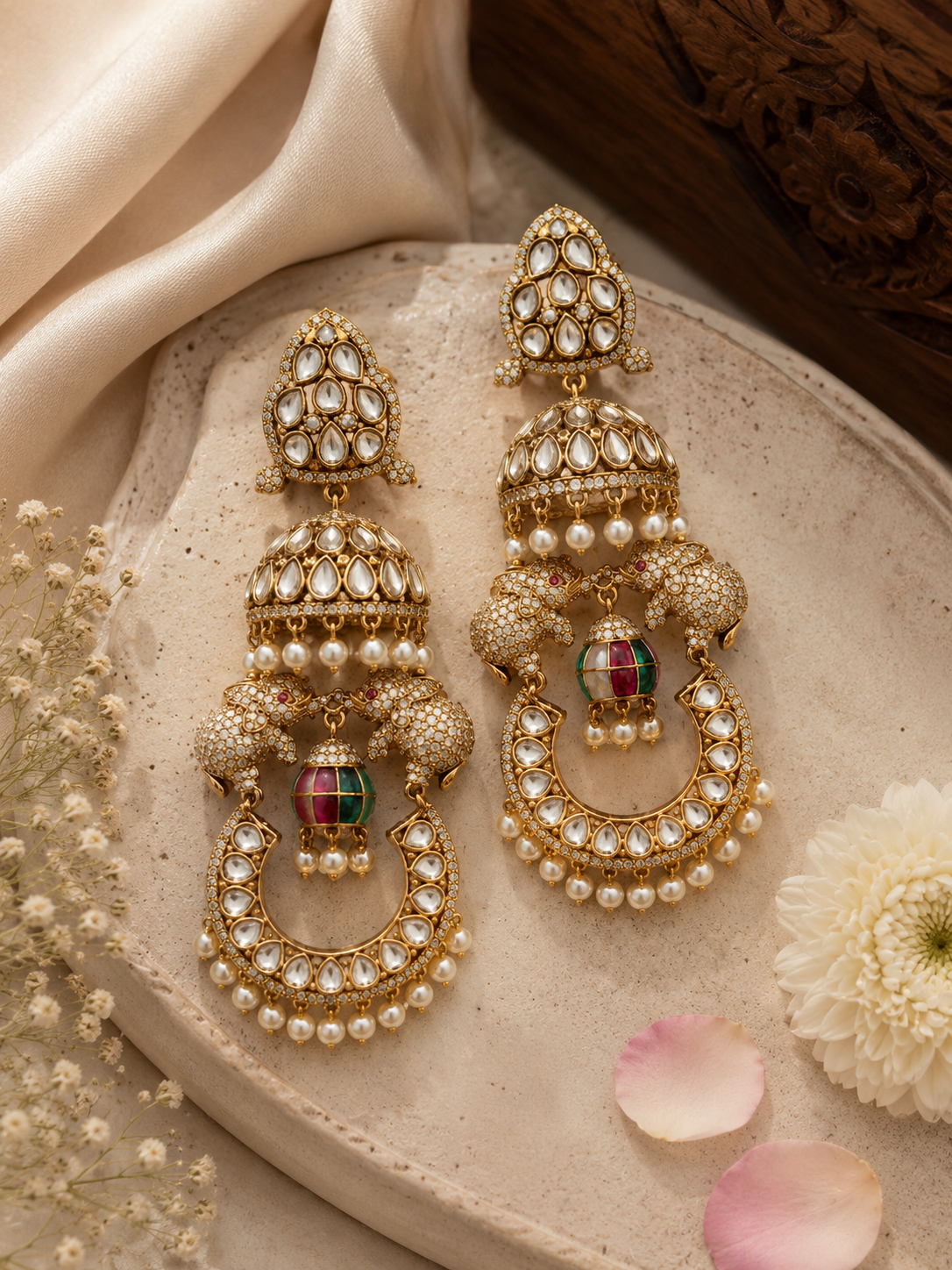 Rajsi Gajmukut Heritage Earrings – view 3 – Pabeena
