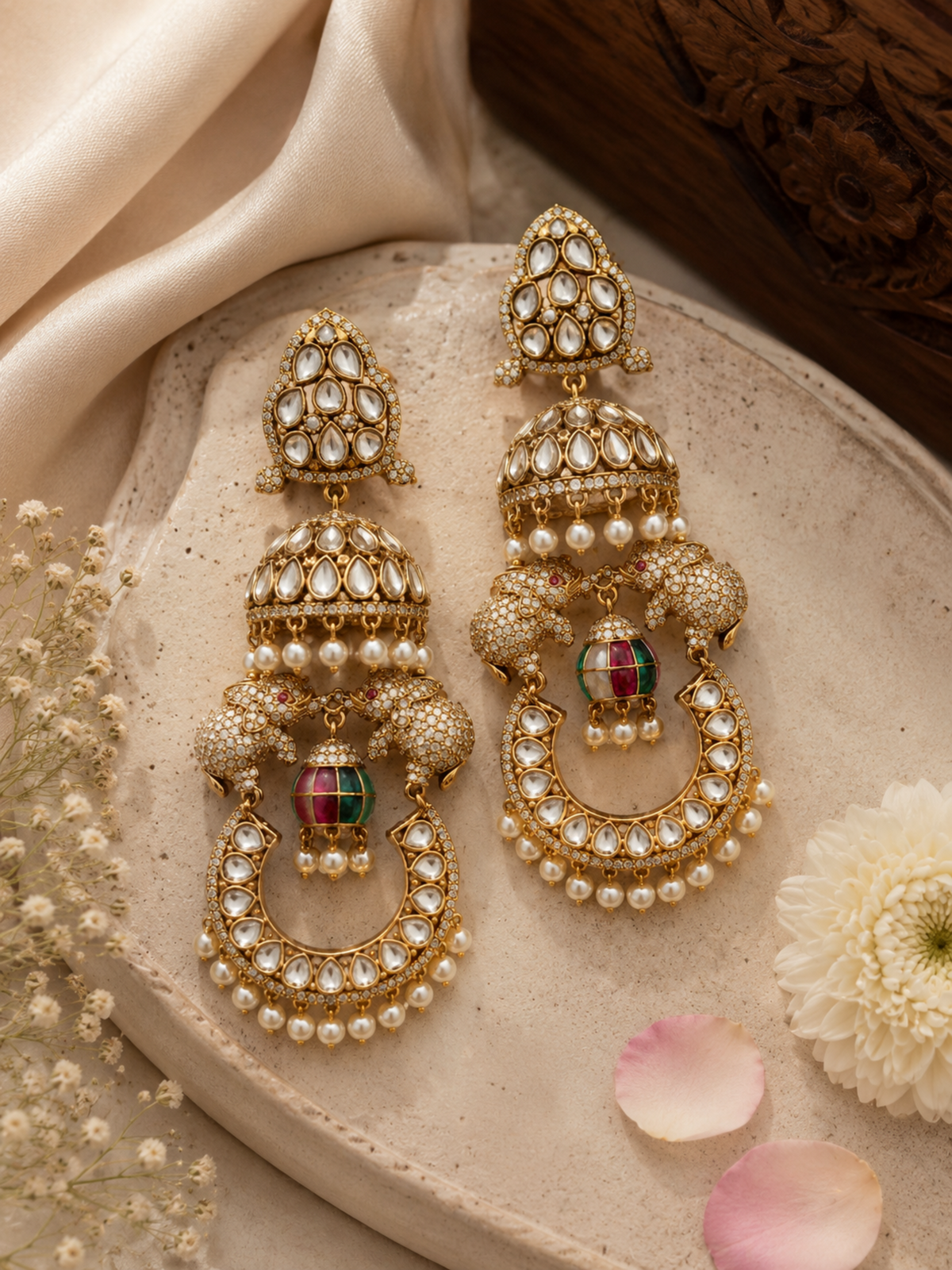 Rajsi Gajmukut Heritage Earrings – view 3 – Pabeena