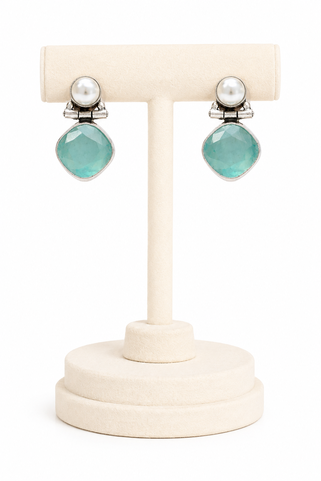 Aqua Pearl Drop Earrings - Pabeena