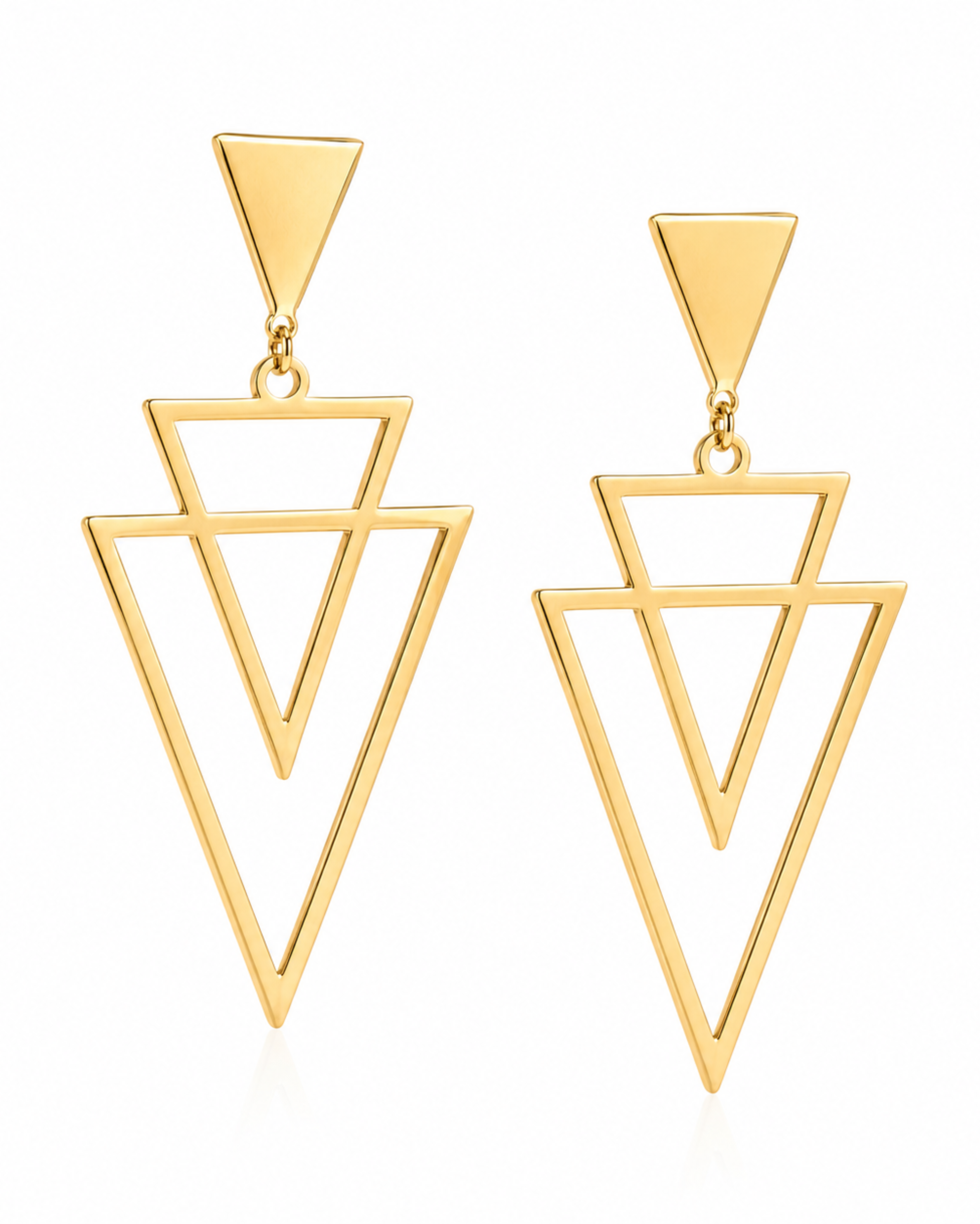 Astra Geo Drop Earrings – Geometric Gold Plated Earrings for Women – Pabeena