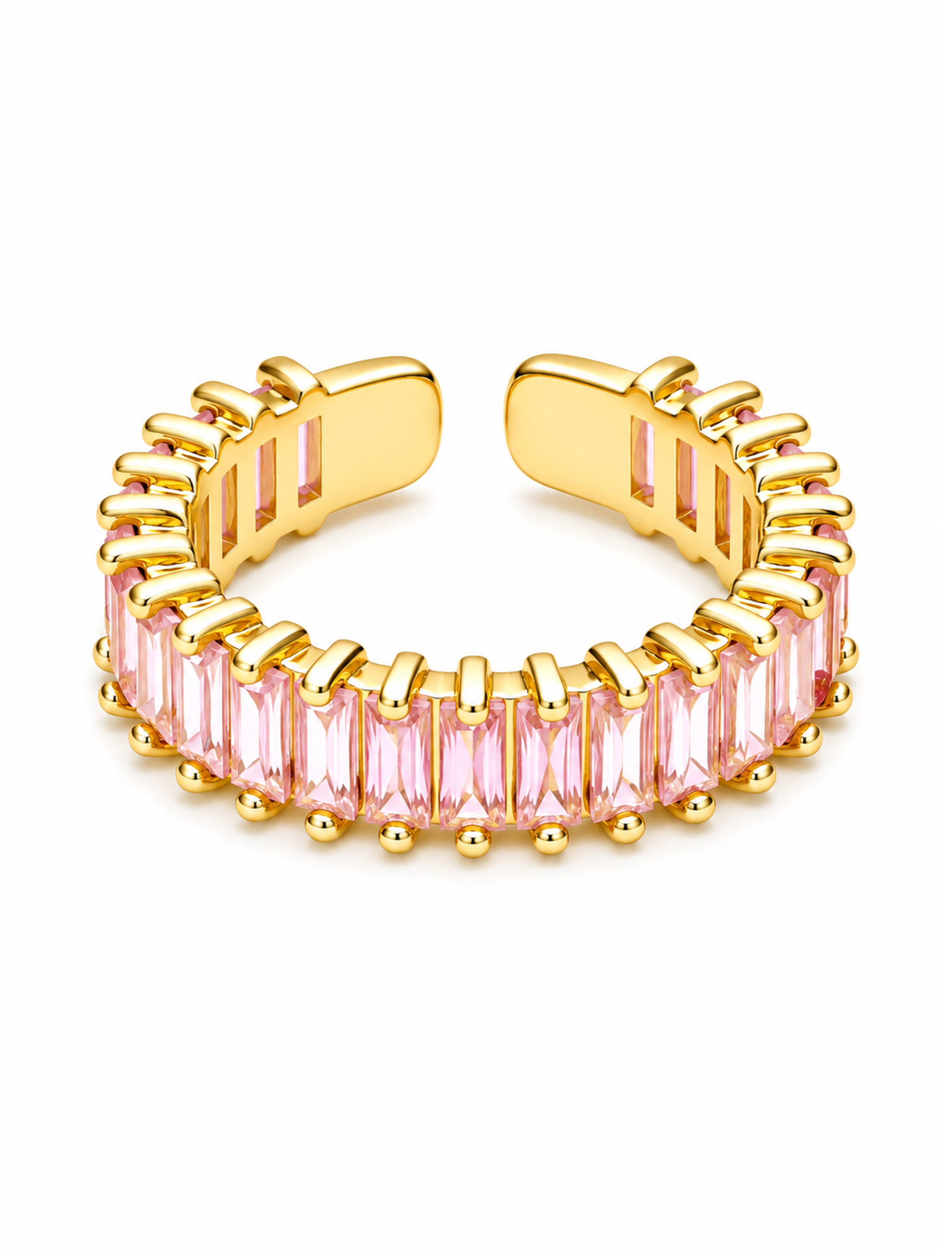 Blush Baguette Ring – Gold Plated Geometric Band Ring for Women – Pabeena