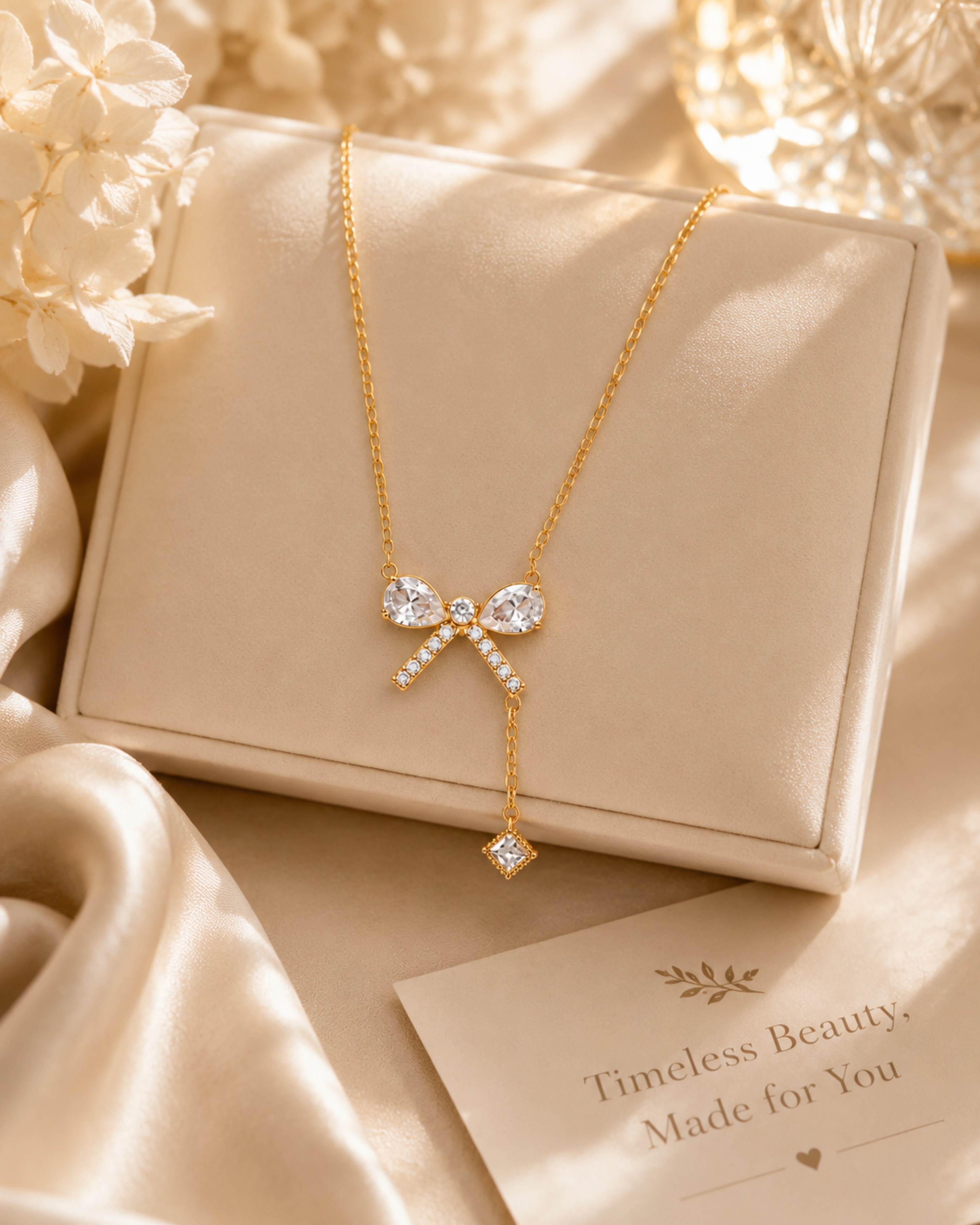 Bowelle Bow Drop Necklace – view 3 – Pabeena