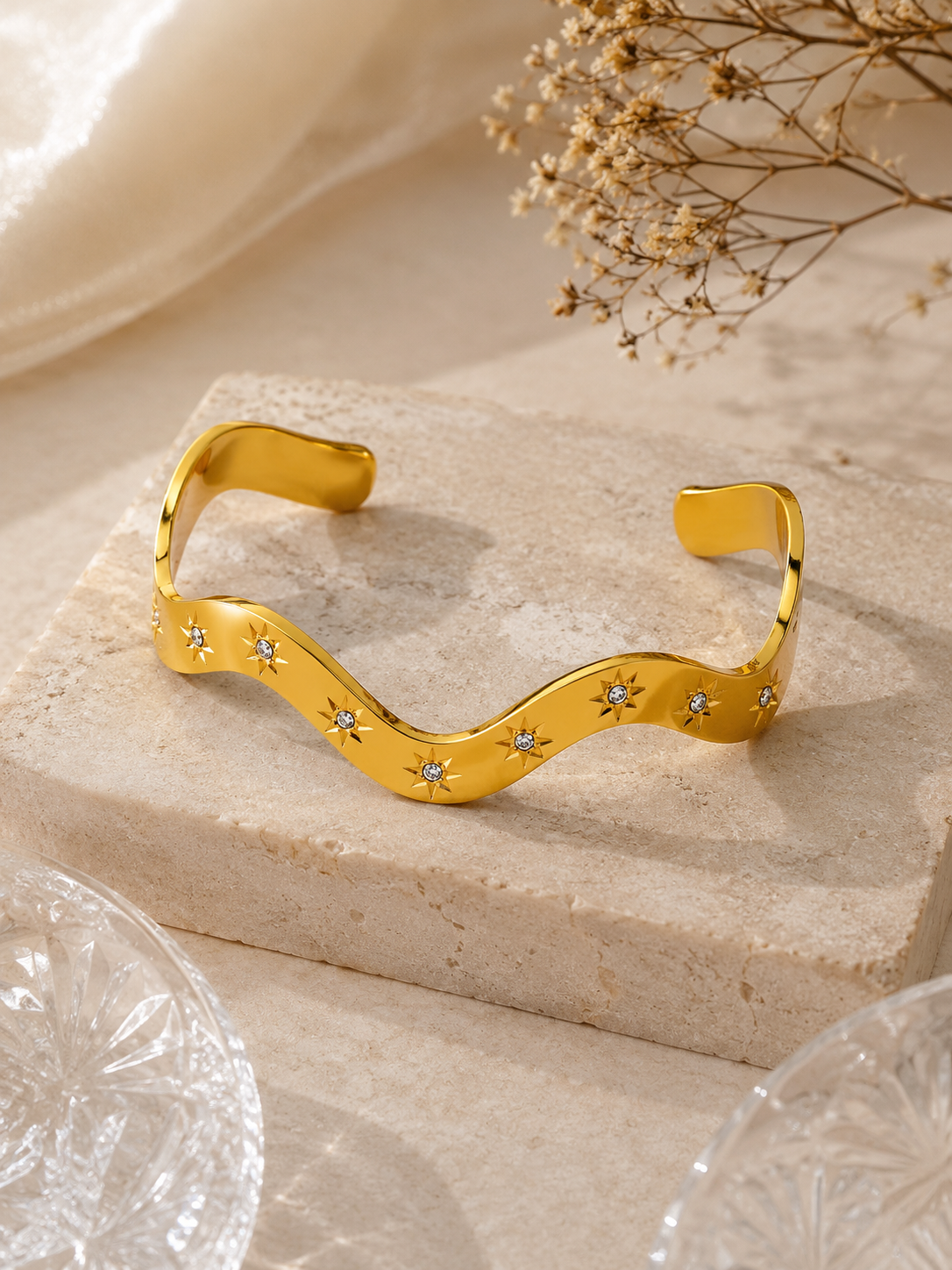 Celeste Wave Cuff Bracelet – view 3 – Pabeena