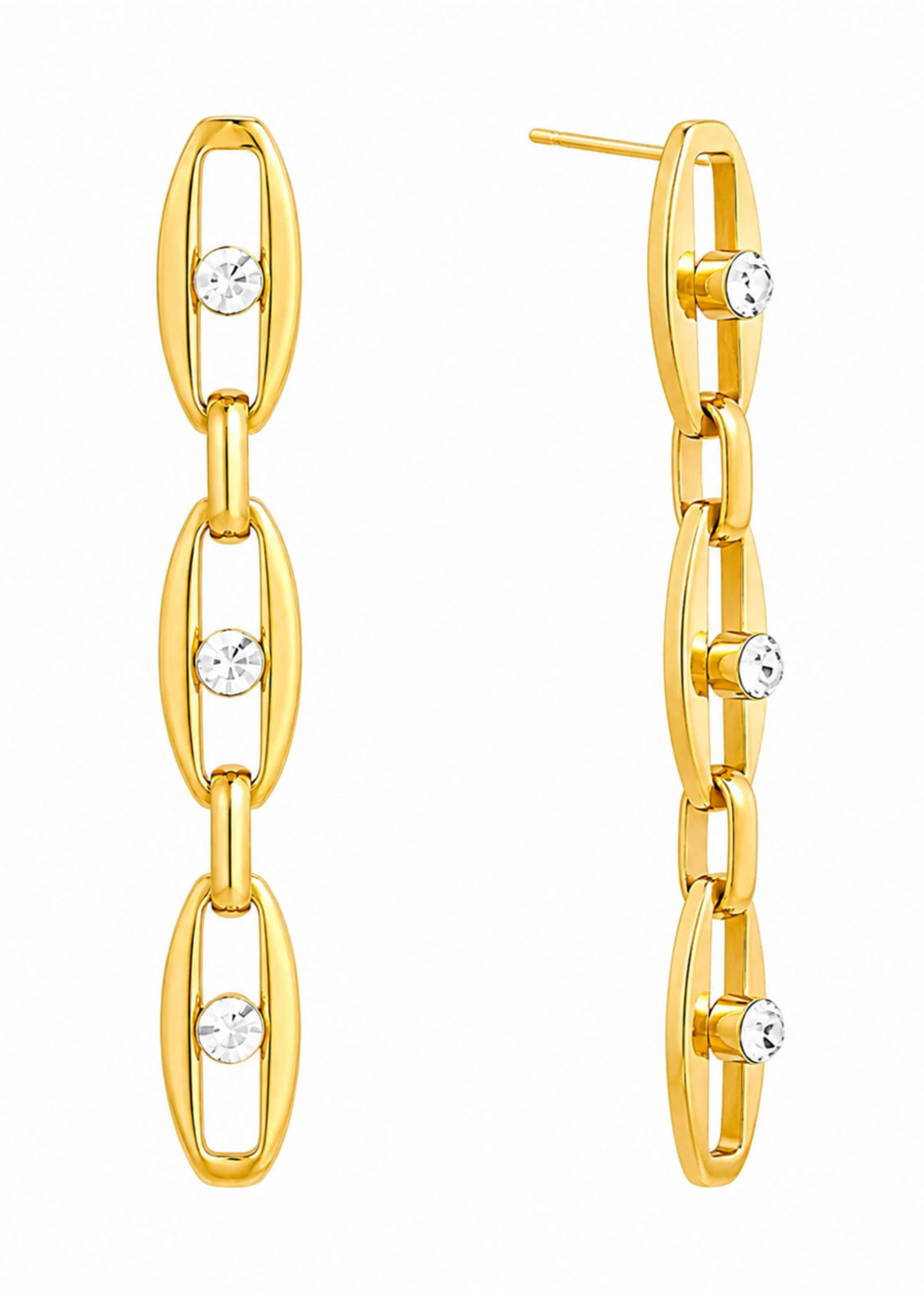 Celeste Link Drop Earrings – Gold Plated Chain Drop Earrings – Pabeena