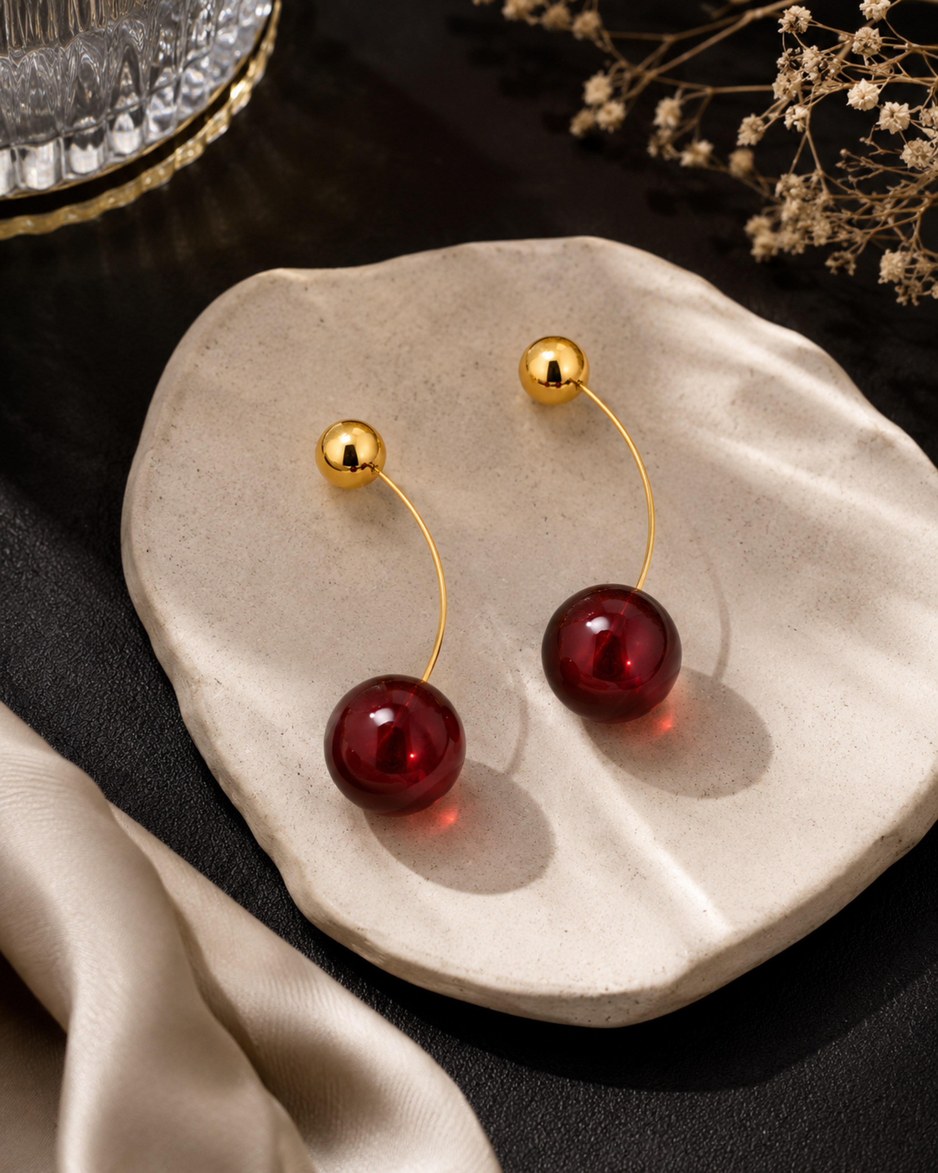 Cherry Arc Drop Earrings – view 3 – Pabeena