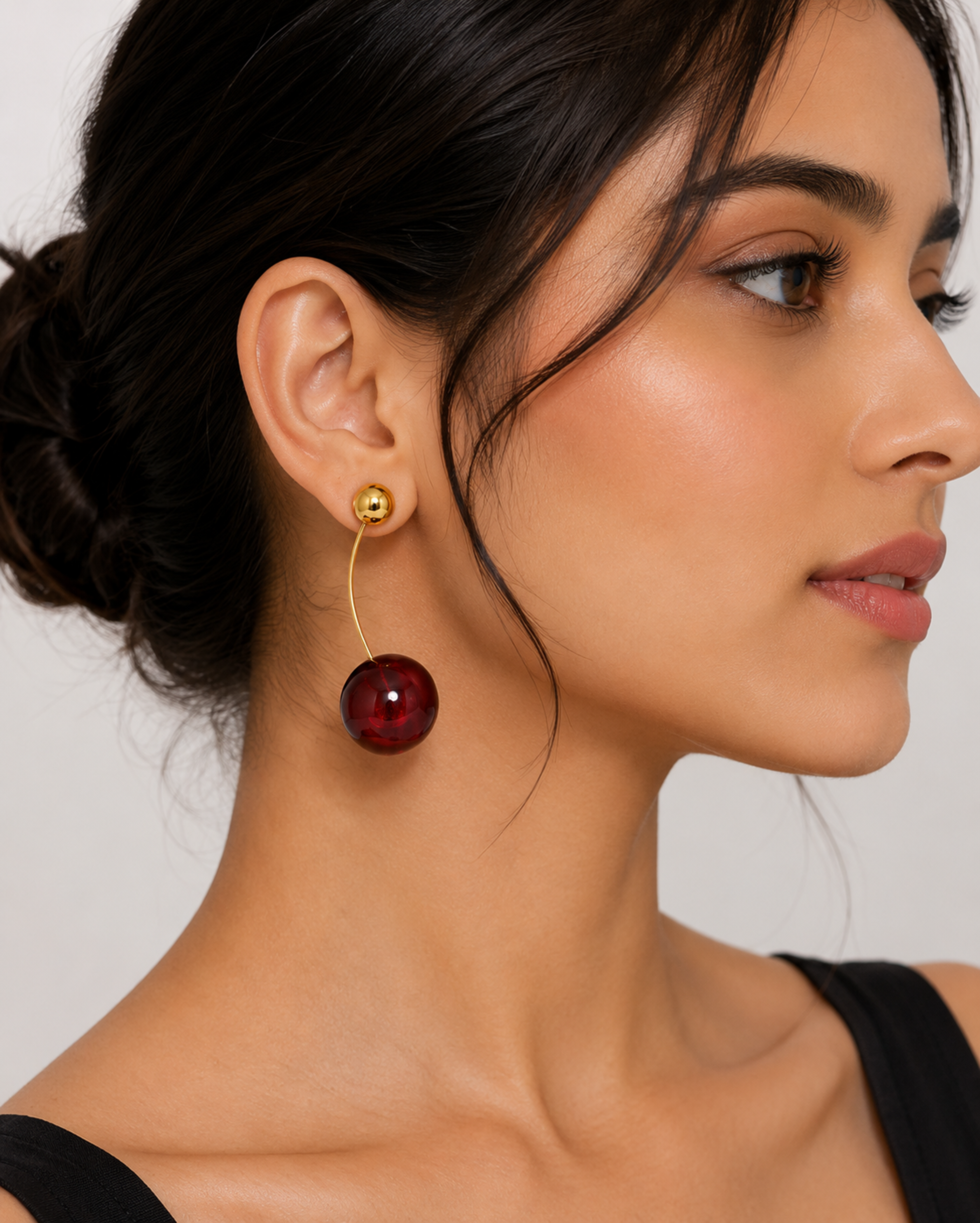 Cherry Arc Drop Earrings – view 2 – Pabeena