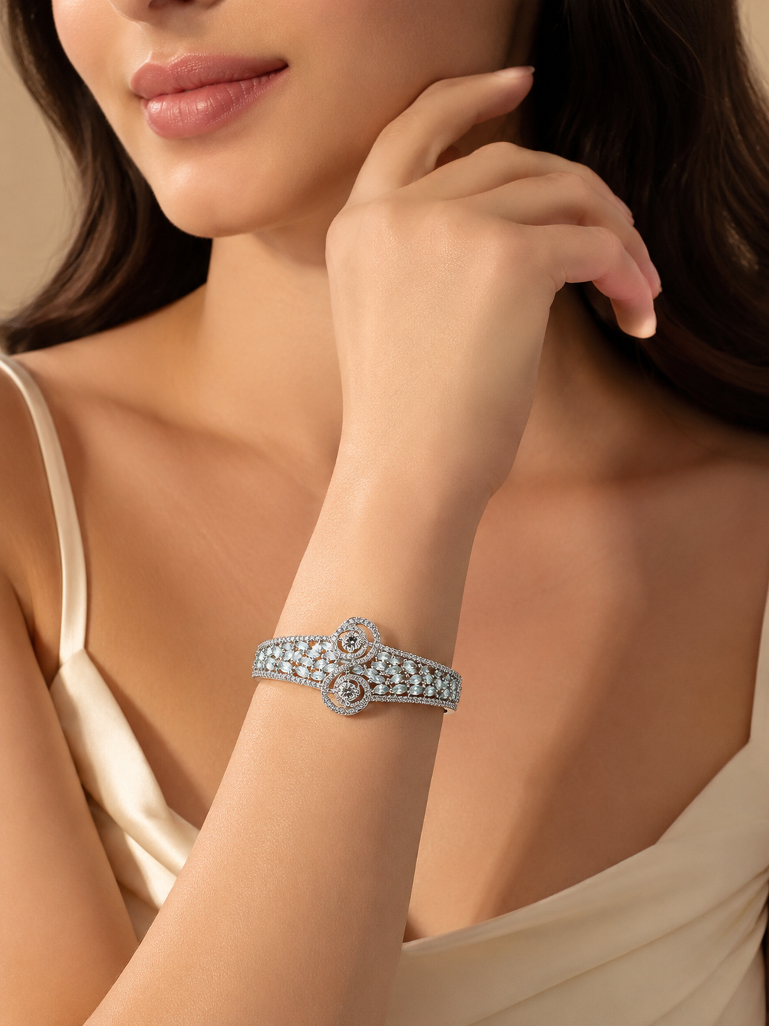 Aqua Aura Crystal Bracelet – view 2 – Pabeena