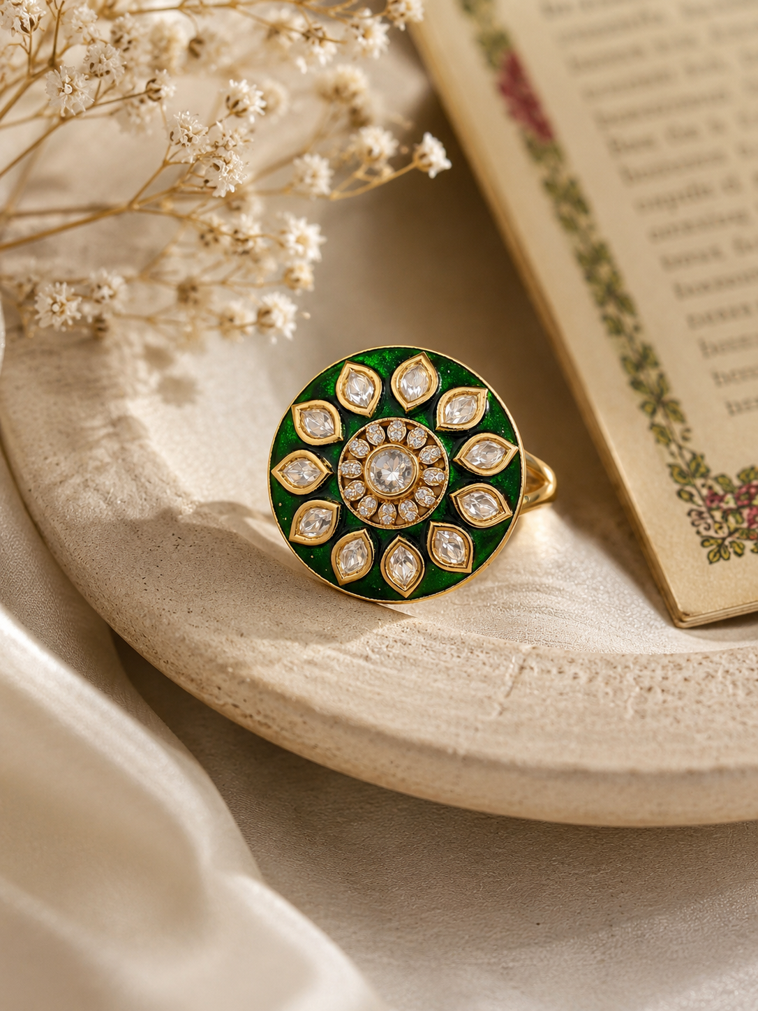 Emerald Noor Moissanite Statement Ring - Pabeena