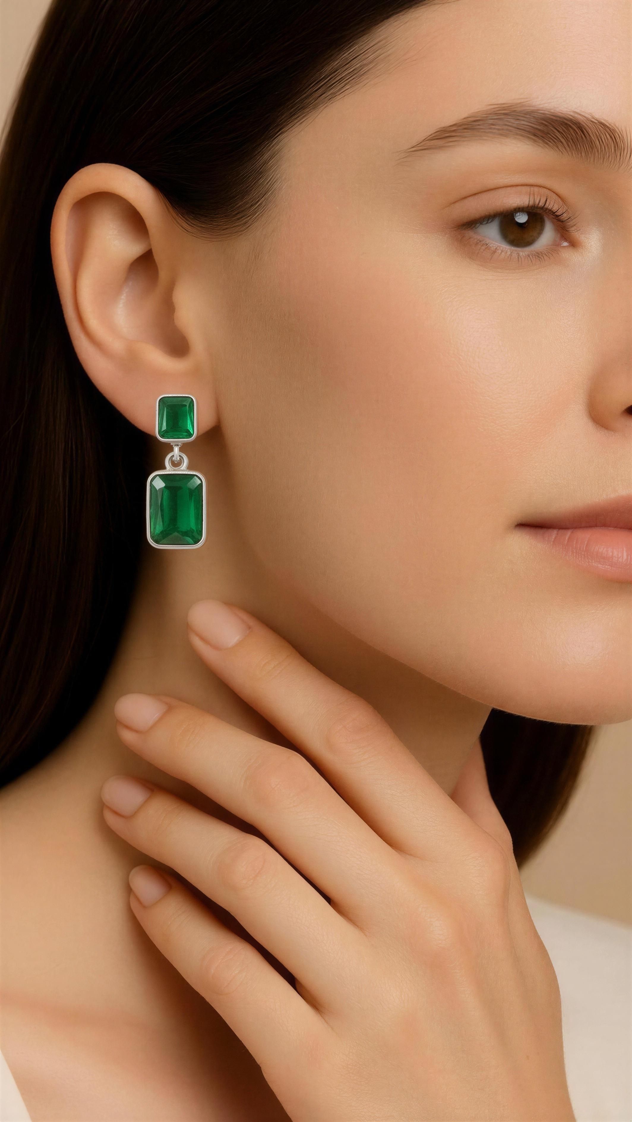 Emerald Dew Drop Earrings - Pabeena