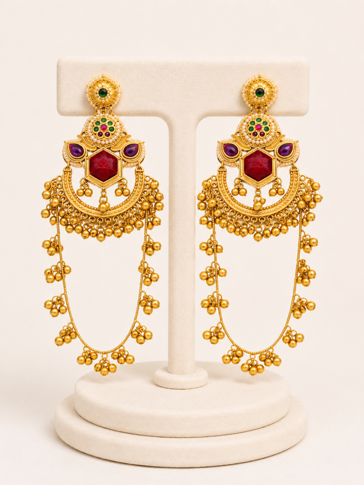 Rajwada Rangrez Chandbali Tassel Earrings - Pabeena
