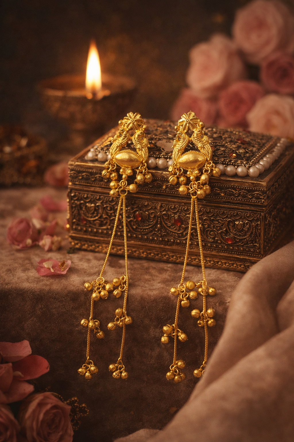Swarna Pakhi Long Tassel Earrings - Pabeena