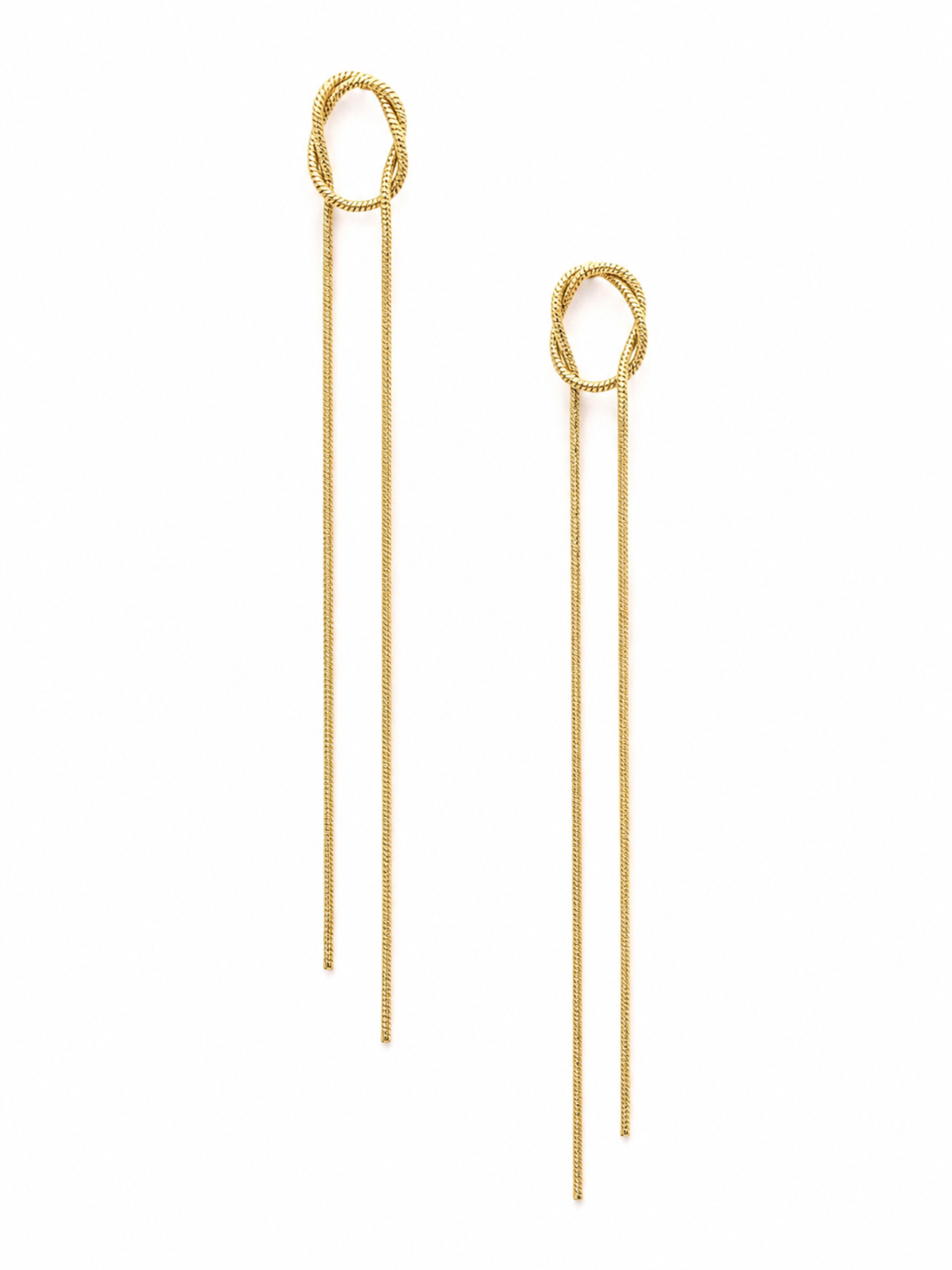 Knotelle Long Drop Earrings – Gold Plated Chain Drop Earrings – Pabeena