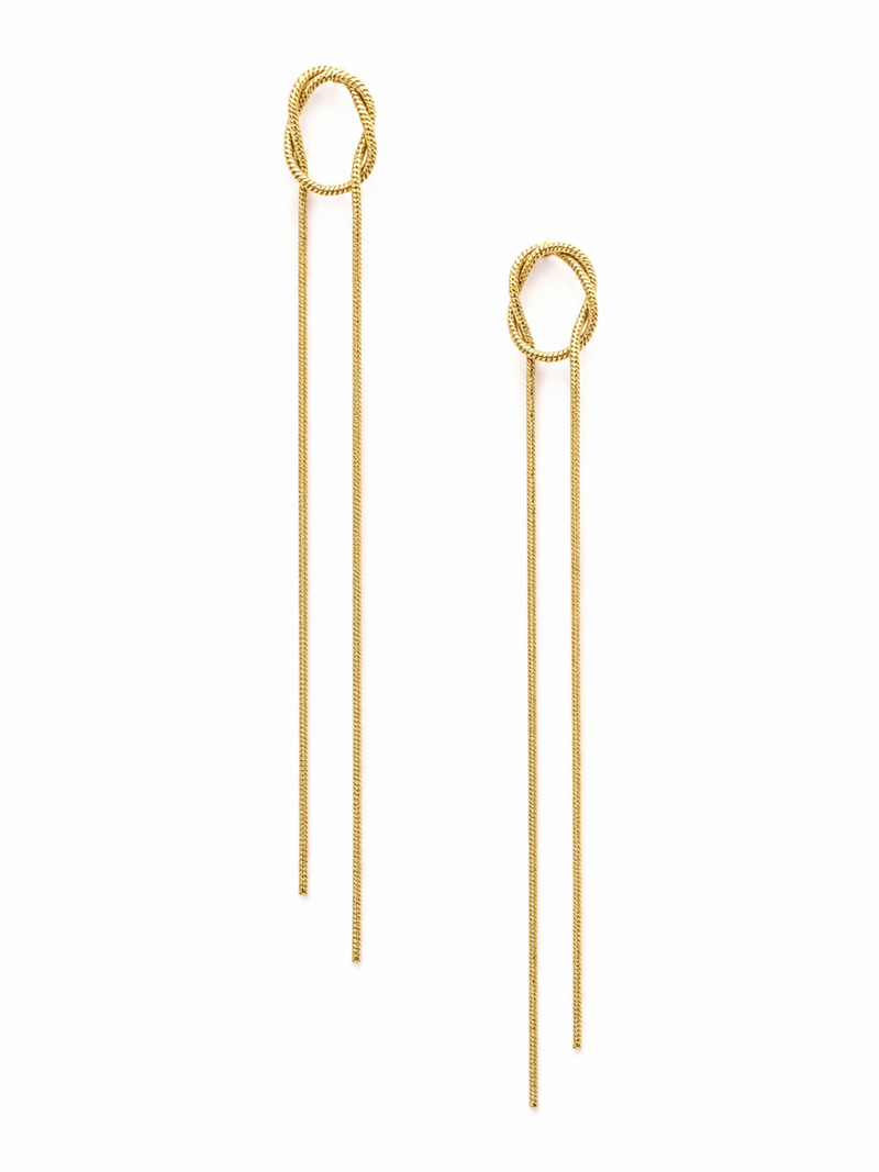 Knotelle Long Drop Earrings – Gold Plated Chain Drop Earrings