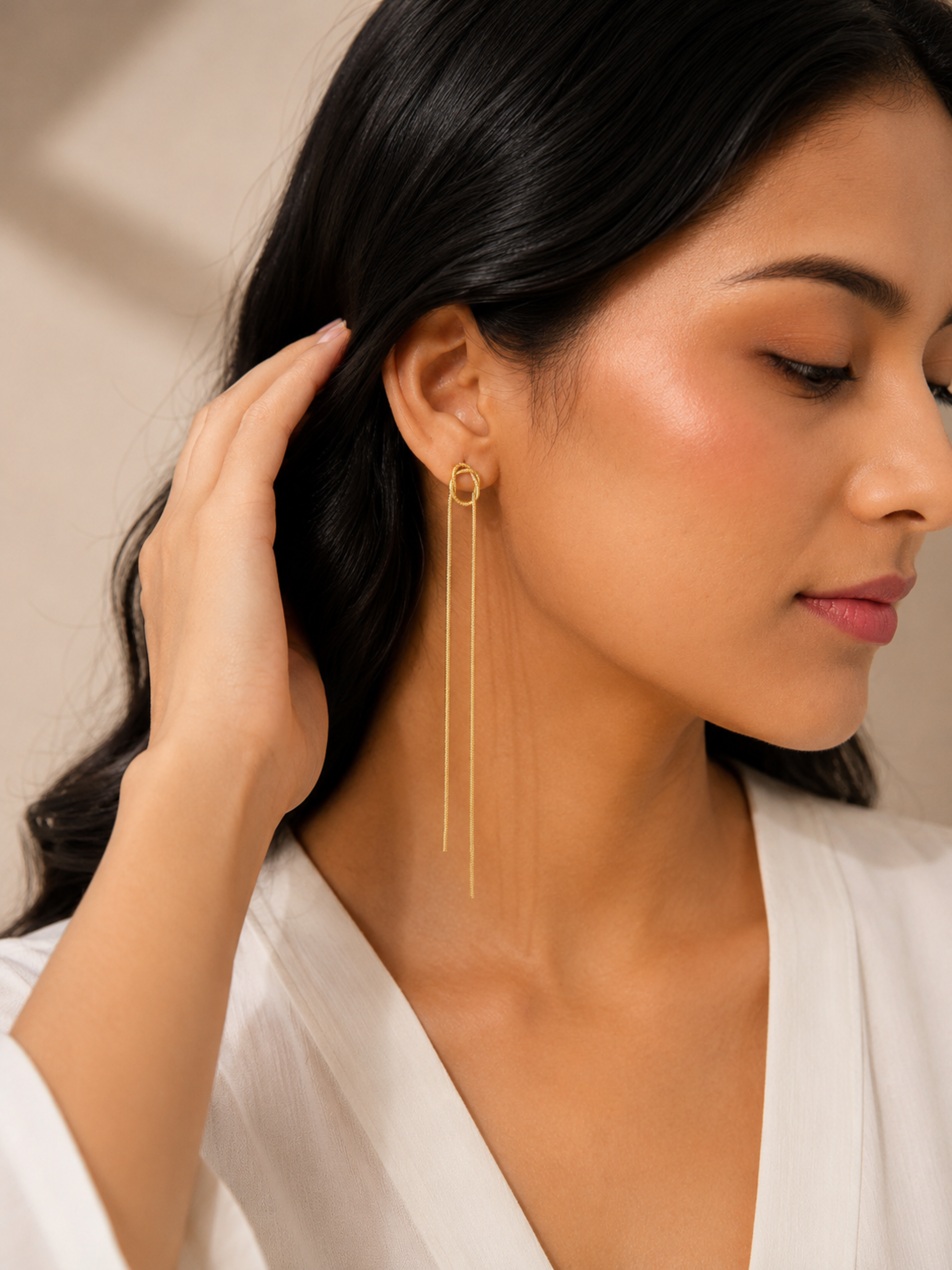 Knotelle Long Drop Earrings – view 2 – Pabeena
