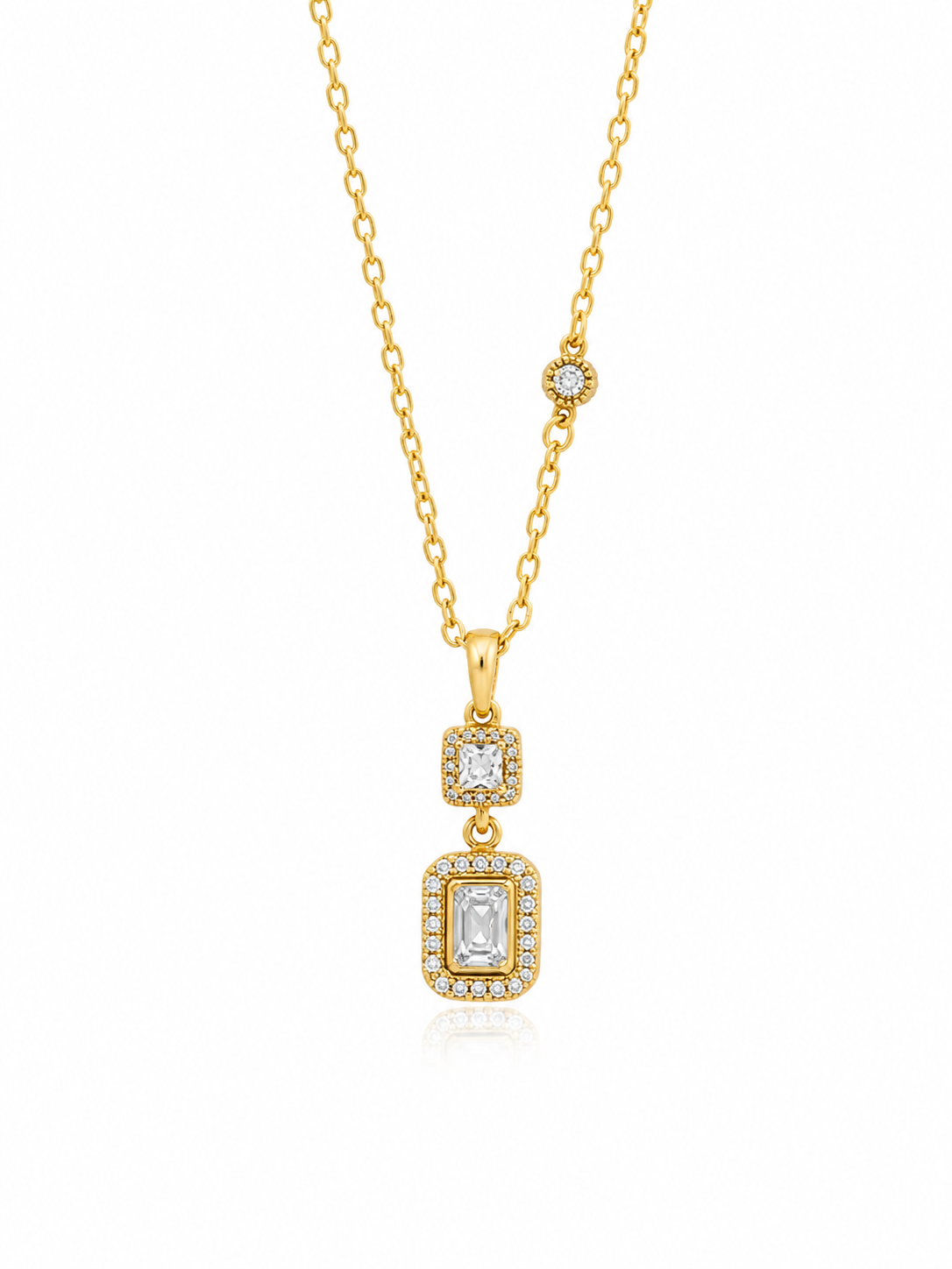Celeste Duo Zircon Pendant Necklace – Gold Plated Daily Wear Necklace – Pabeena