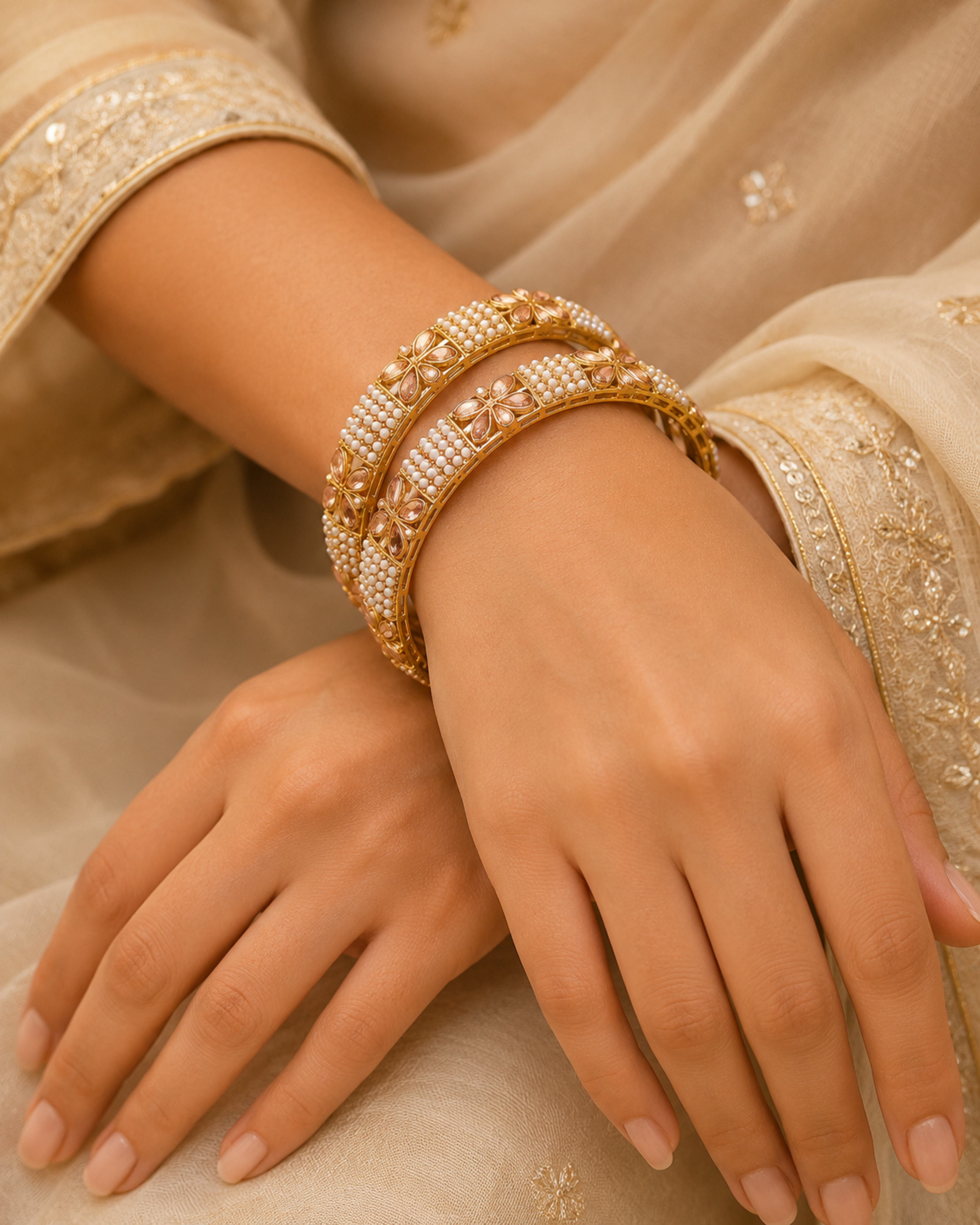 Noor Mini Pearl Kundan Bangles