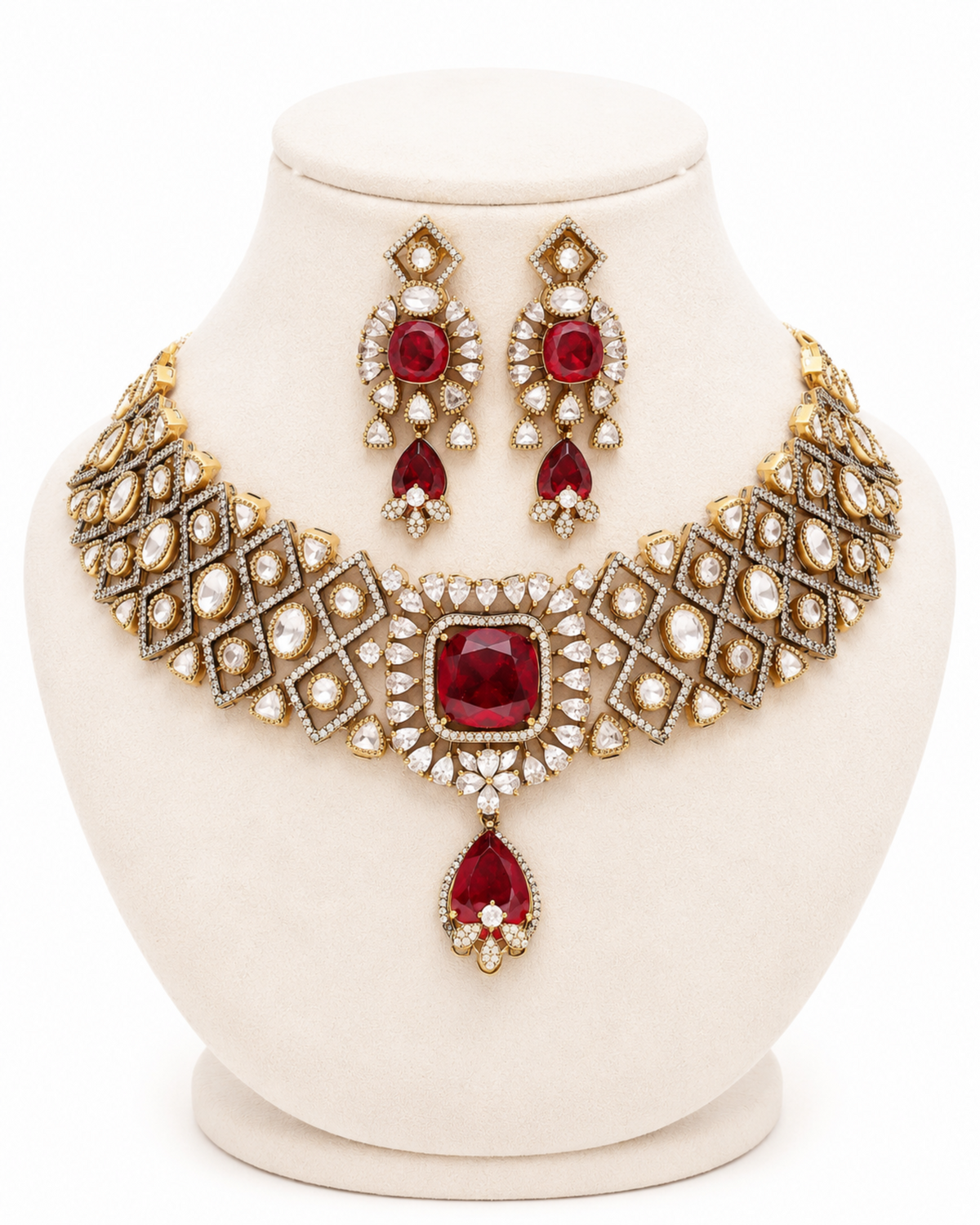 Crimson Glint Moissanite Statement Set - Pabeena