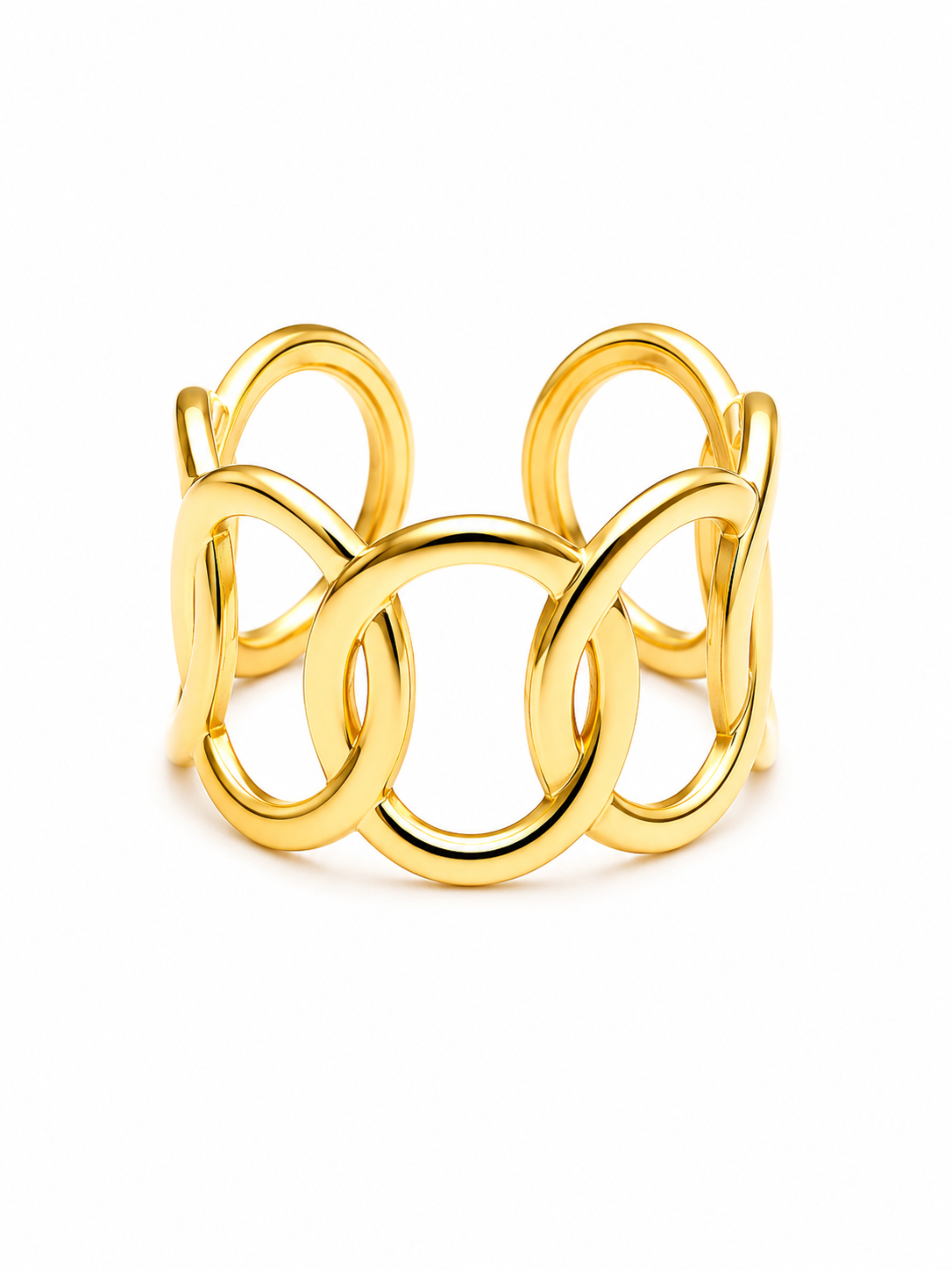 Oval Link Ring – Gold Plated Criss-Cross Open Ring for Women – Pabeena