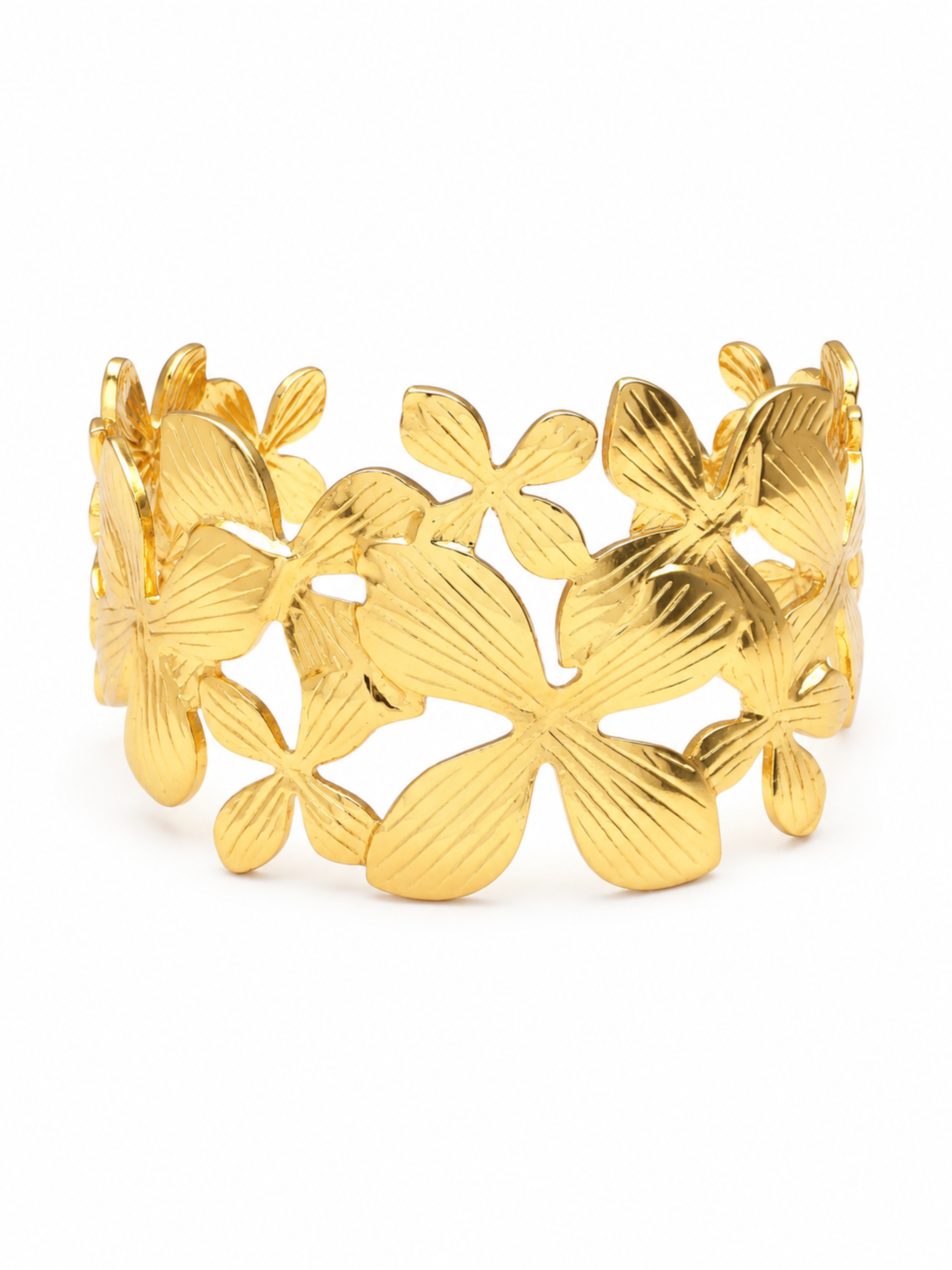 Pure Bloom Statement Cuff – Gold Plated Floral Cuff Bracelet – Pabeena