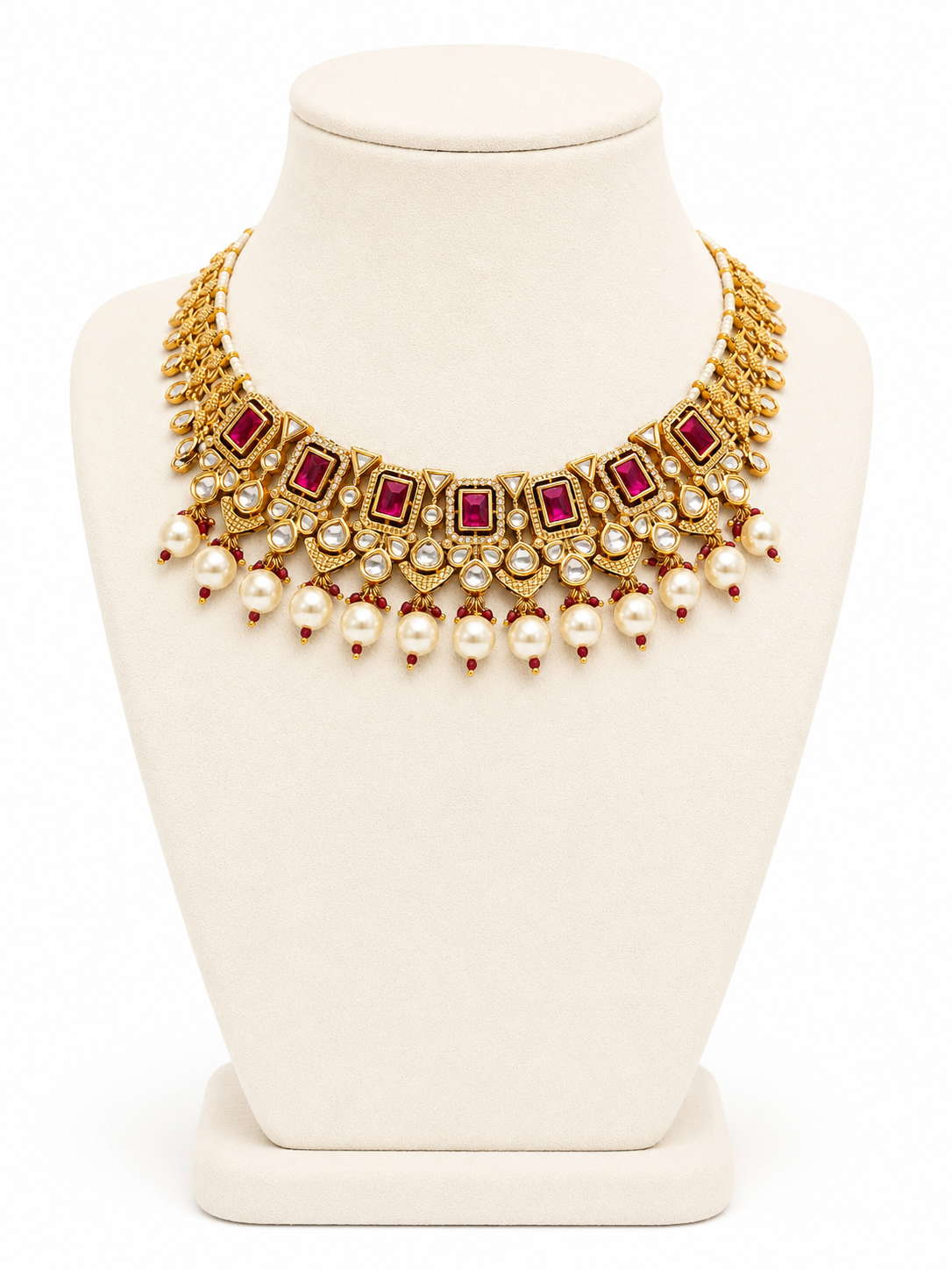 Rani Regal Moissanite Pearl Choker Set - Pabeena