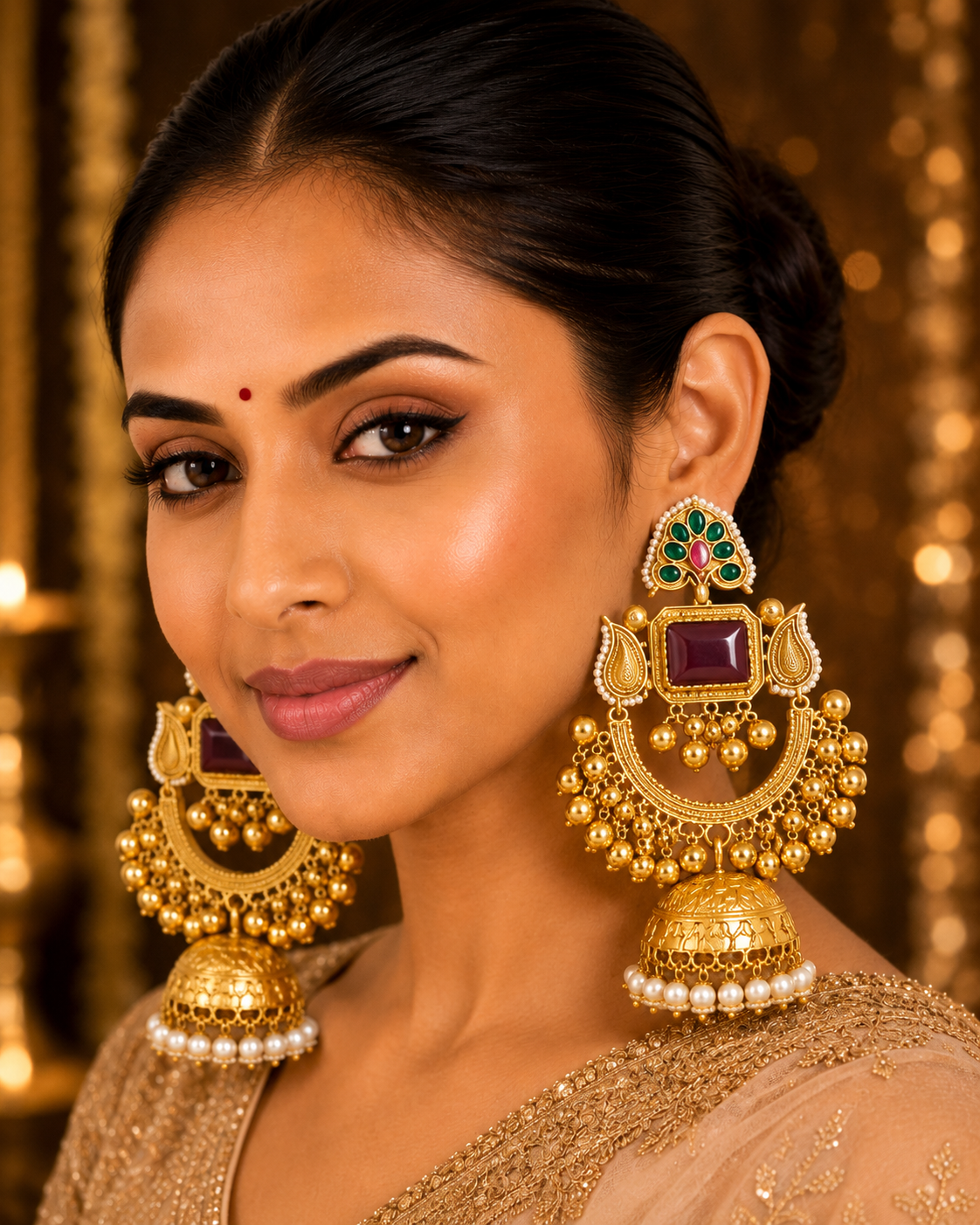Royal Grandeur Opulent Temple Jhumkas - Pabeena