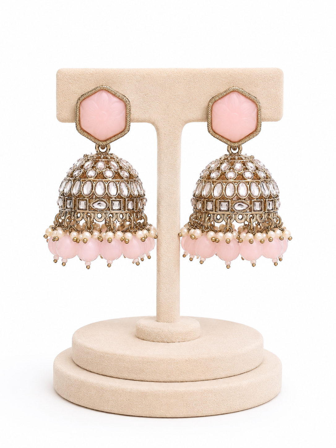 Saira Blush Kundan Jhumkis - Pabeena