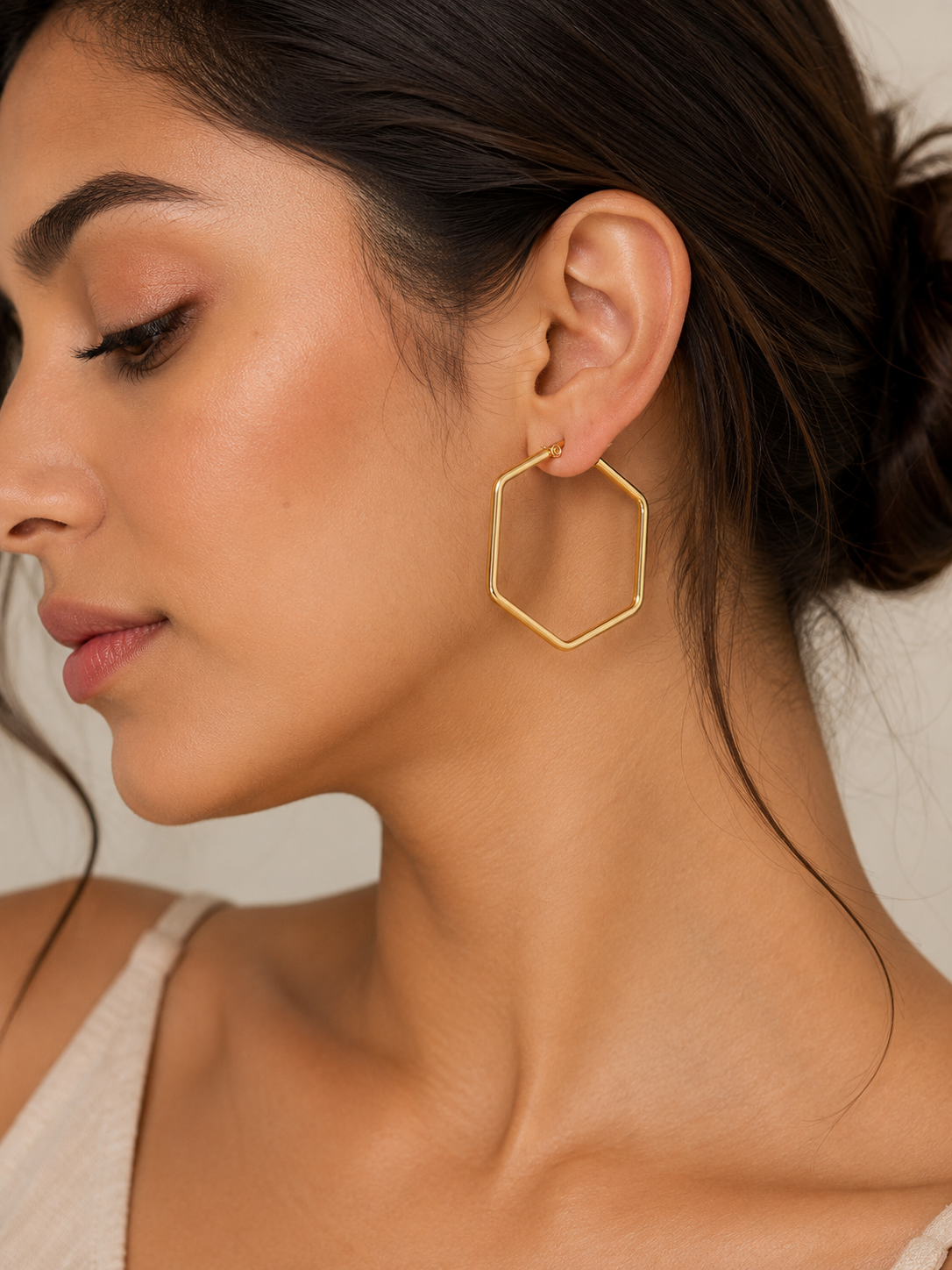 Starlite Hexagon Hoop Earrings – view 3 – Pabeena