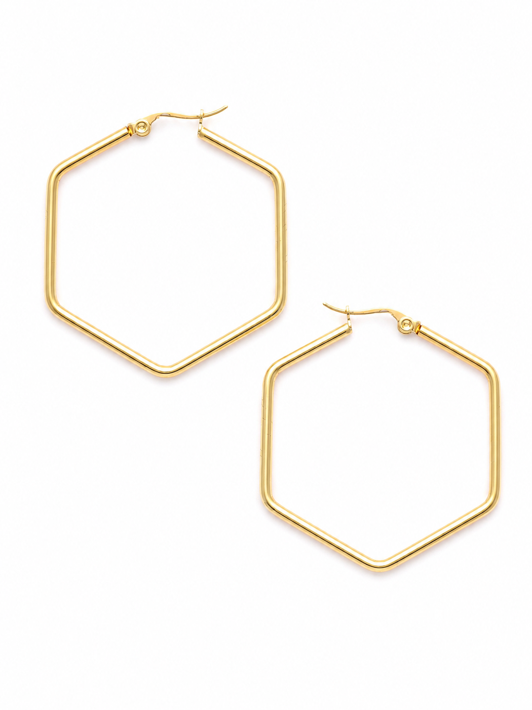 Starlite Hexagon Hoop Earrings – Gold Plated Geometric Hoops – Pabeena