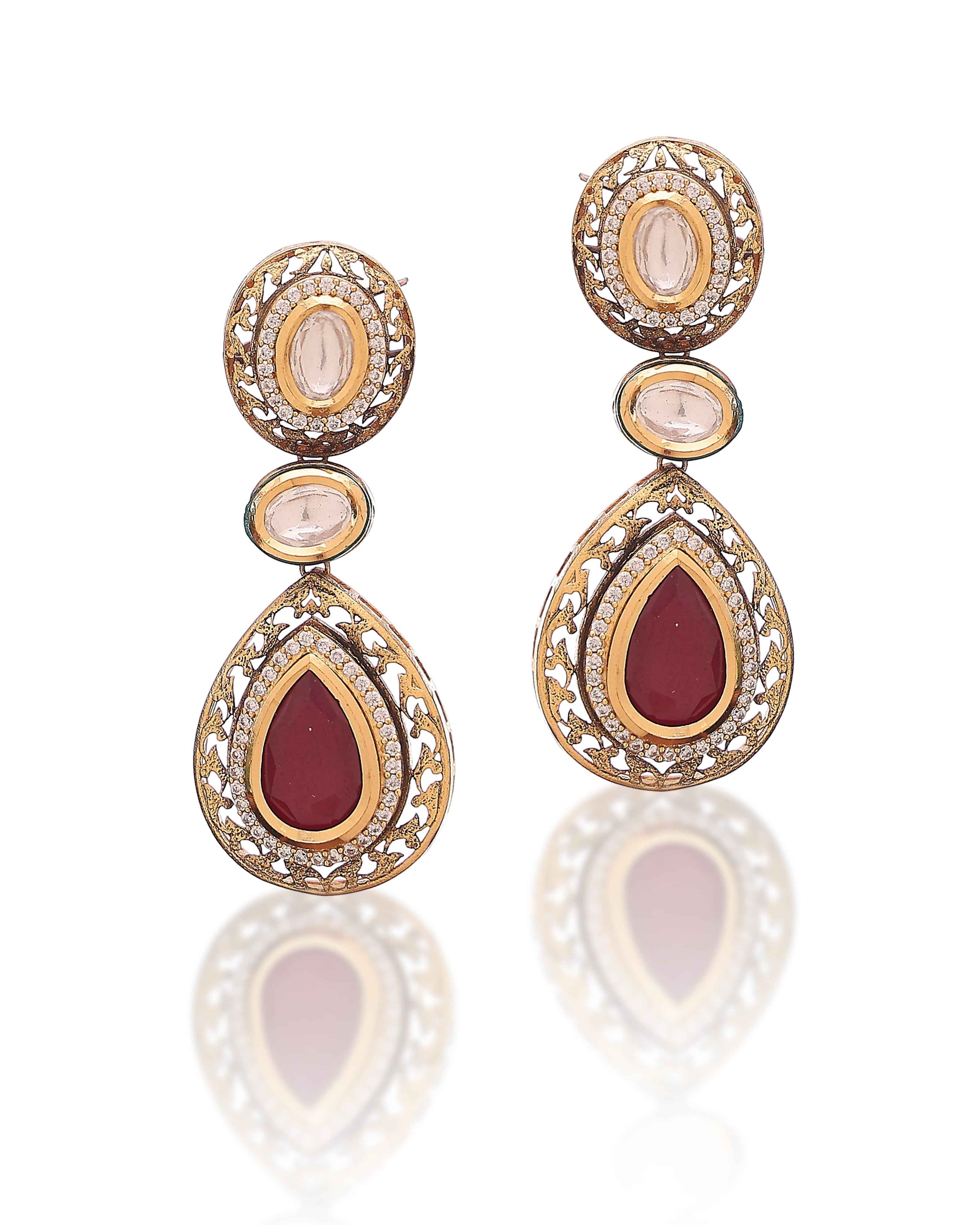 Jharvani Moissanite Ruby-Filigree Bridal Set