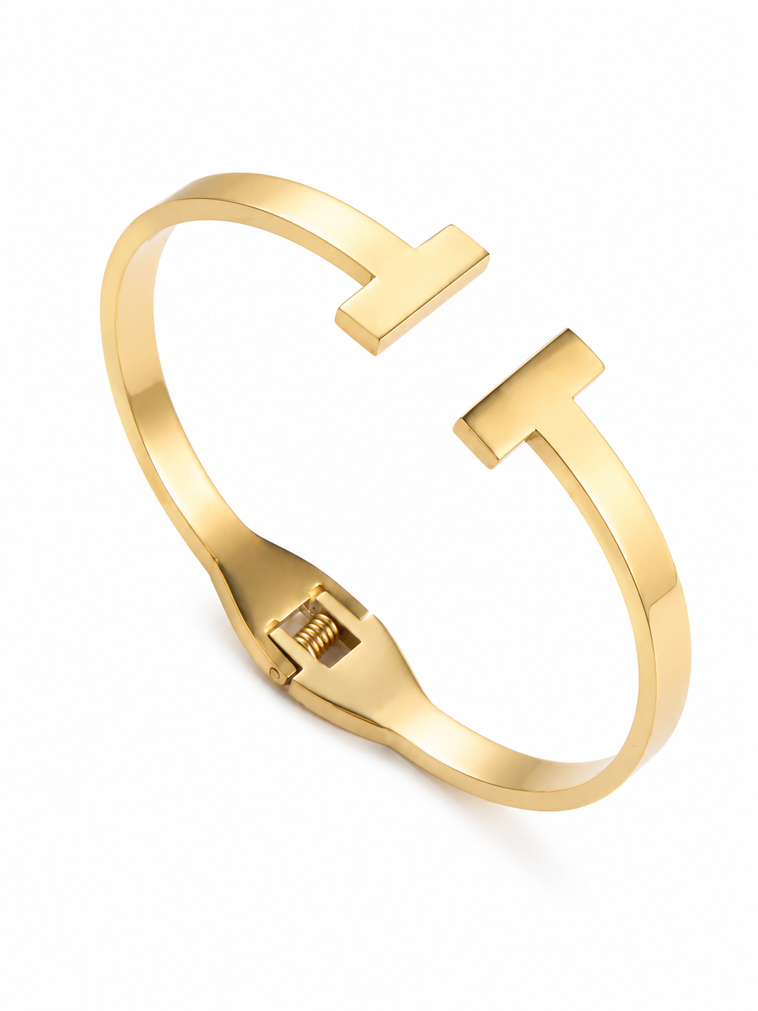 Luxe T-Bar Bangle – Gold Plated Hinged Bangle Bracelet for Women – Pabeena