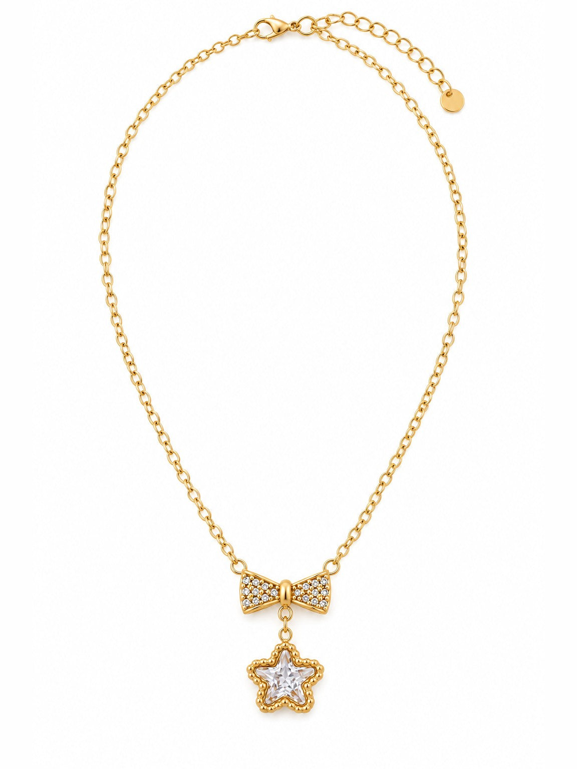 Bow Star Pendant Necklace – full length with extender – Pabeena