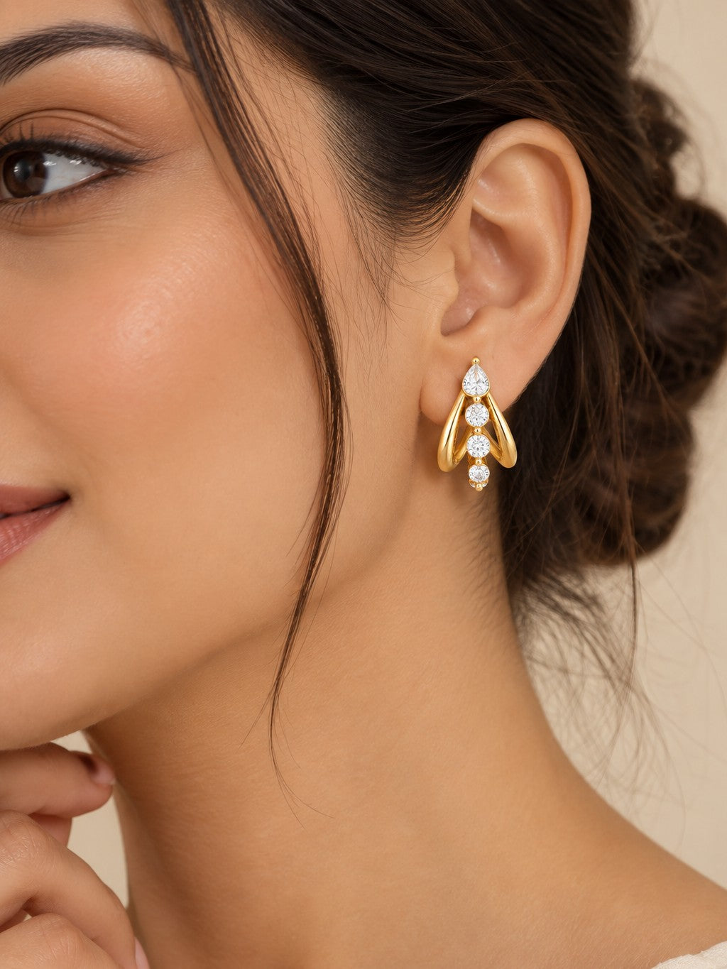 Crescent Dew Split Hoop Earrings – worn – Pabeena
