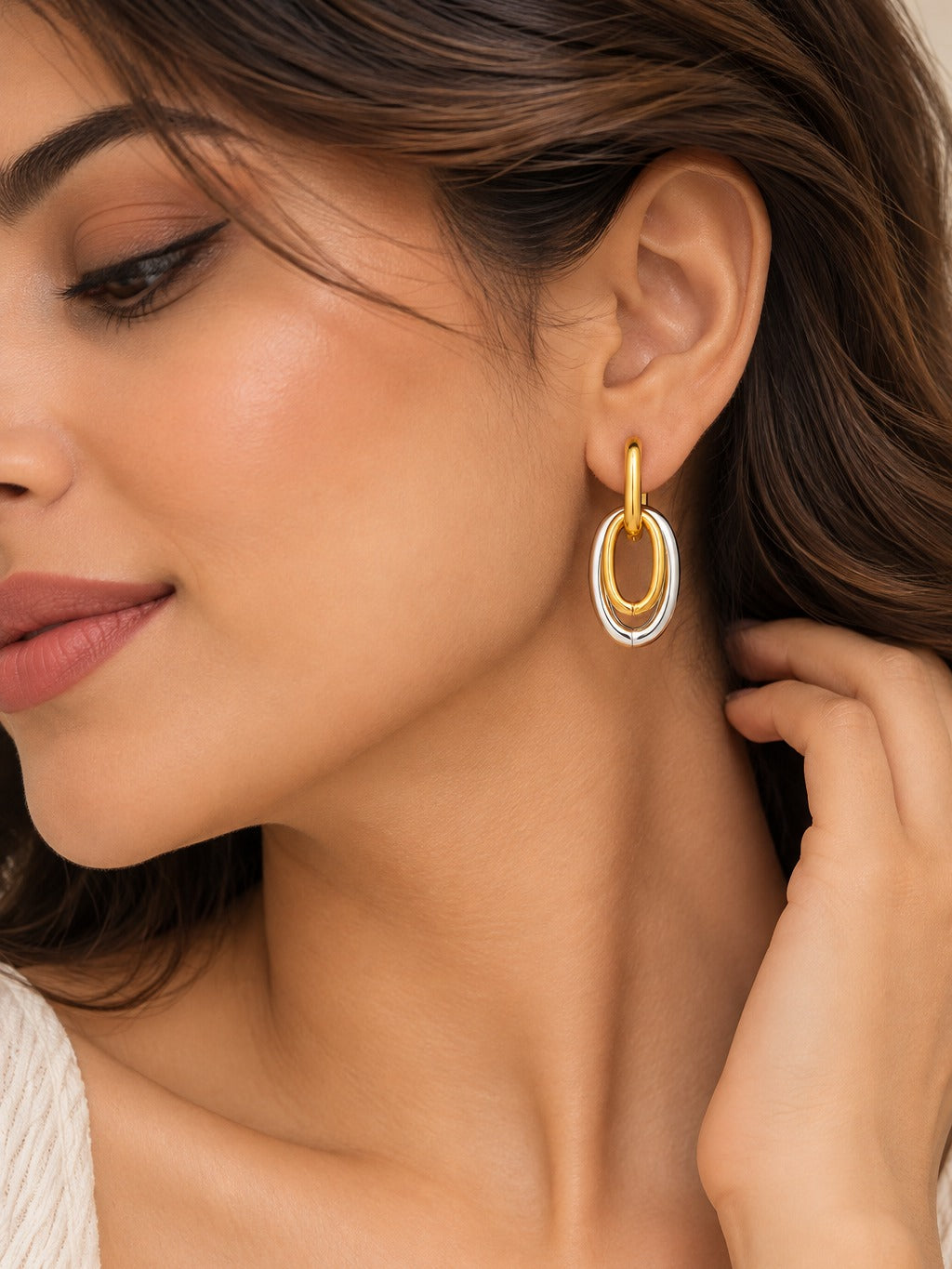 Double Loop Hoop Earring – worn on the ear – Pabeena