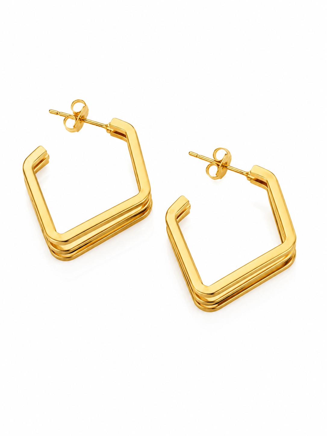 Luxe Geo Square Hoop Earrings – Gold Plated Square Hoops for Women – Pabeena