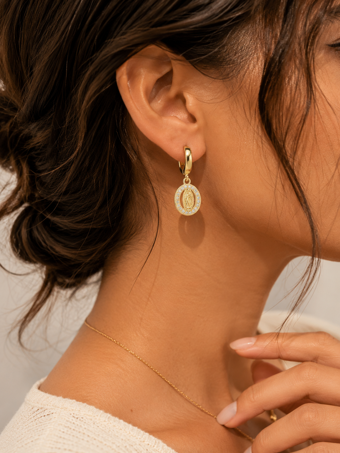 Divine Halo Medallion Earrings – view 2 – Pabeena