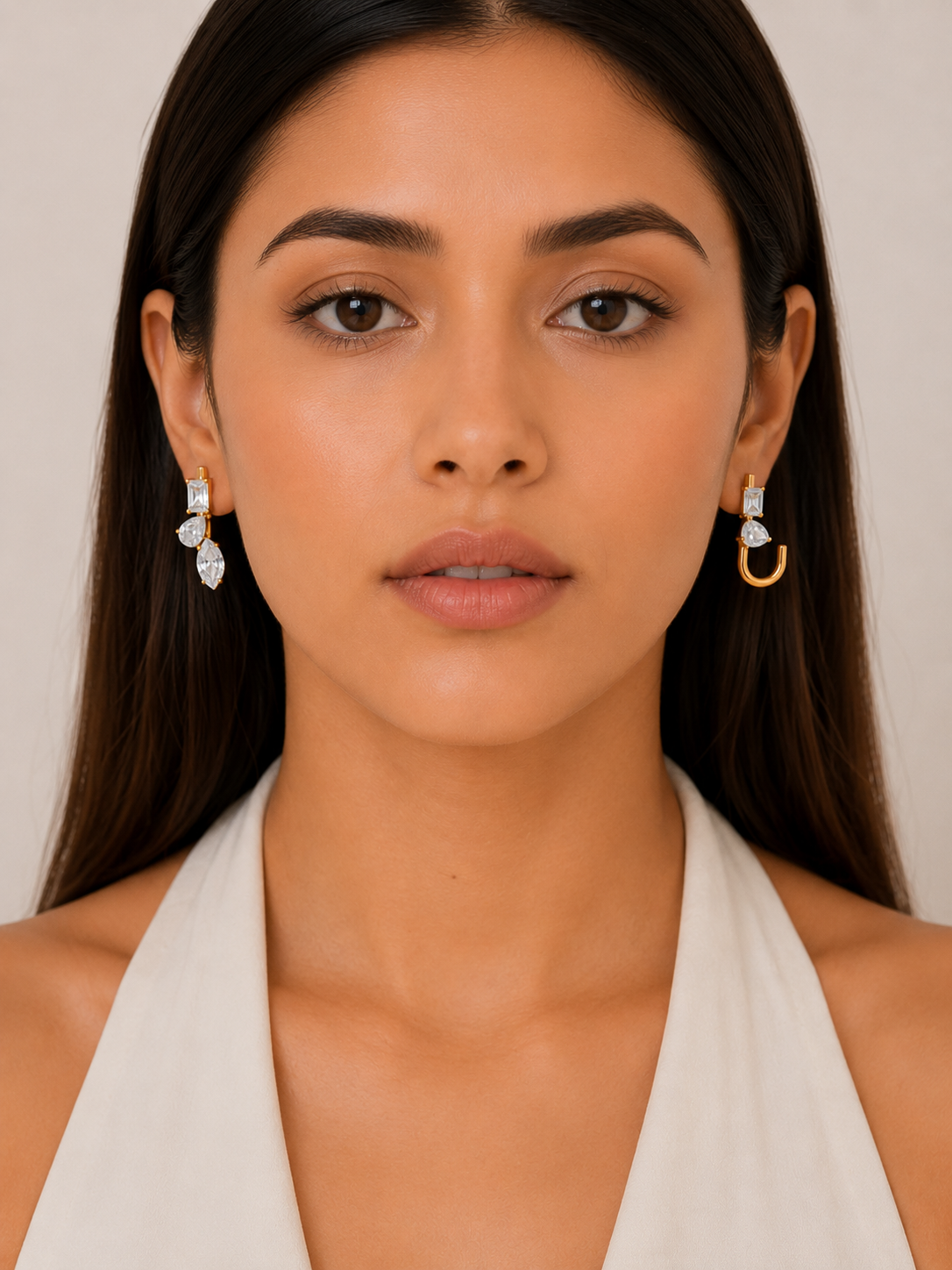 Lumière Asymmetrical Hoop Earrings – view 3 – Pabeena