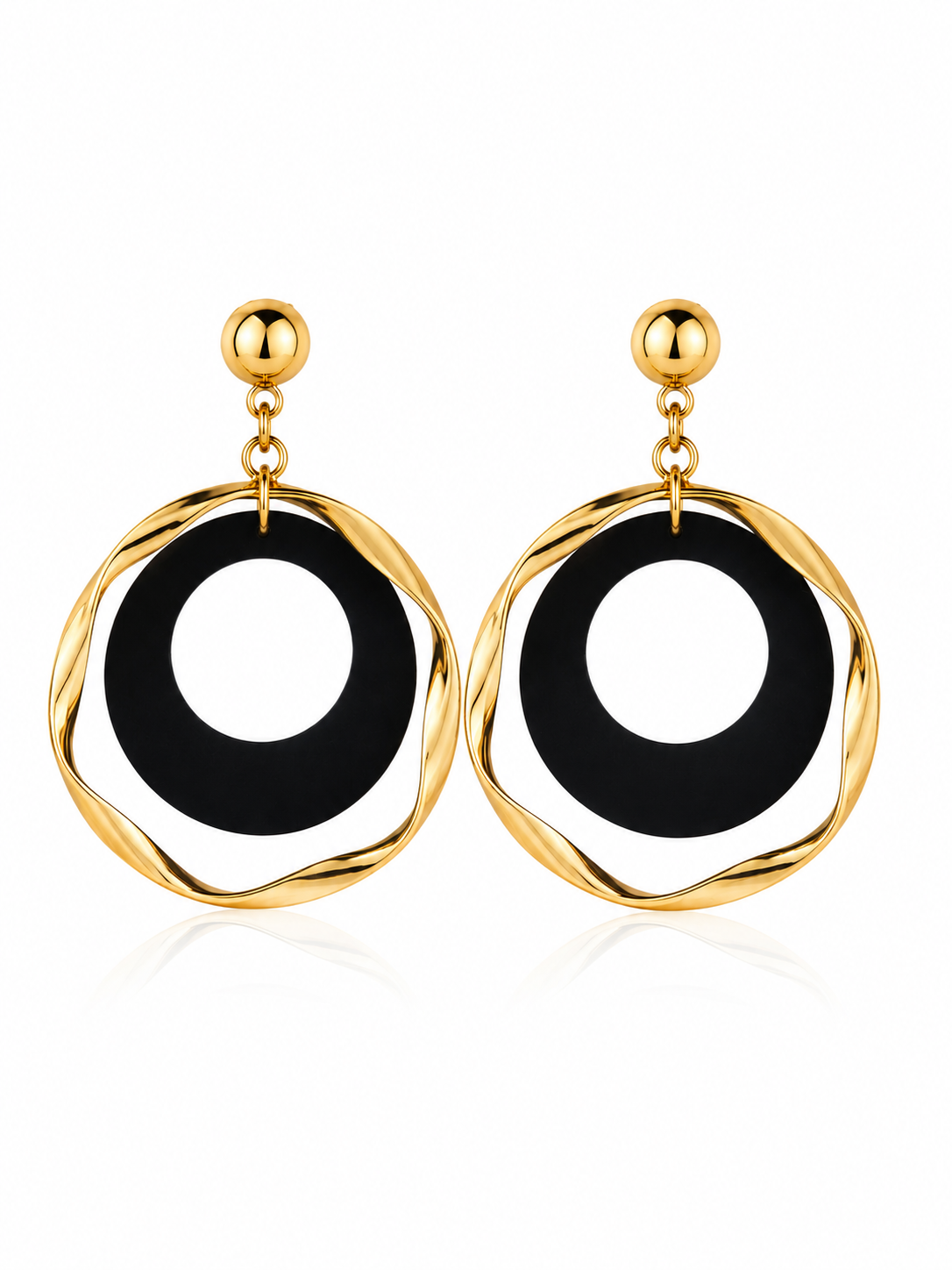 Noir Halo Statement Earrings – Black Stone Drop Earrings for Women – Pabeena