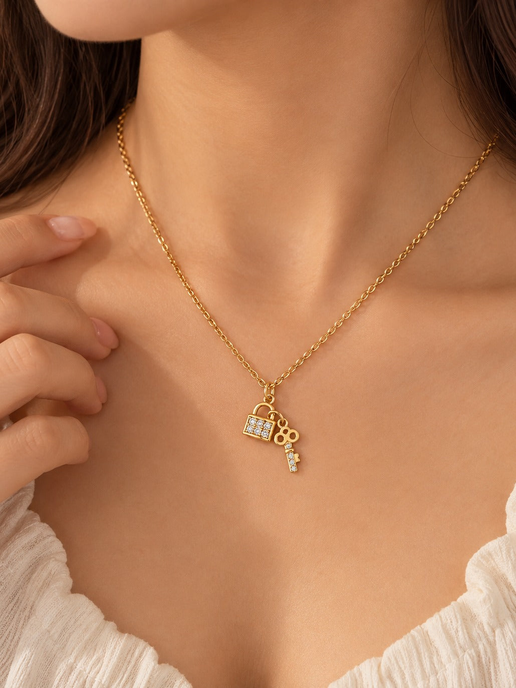 Lock & Key Necklace – worn on the neck – Pabeena