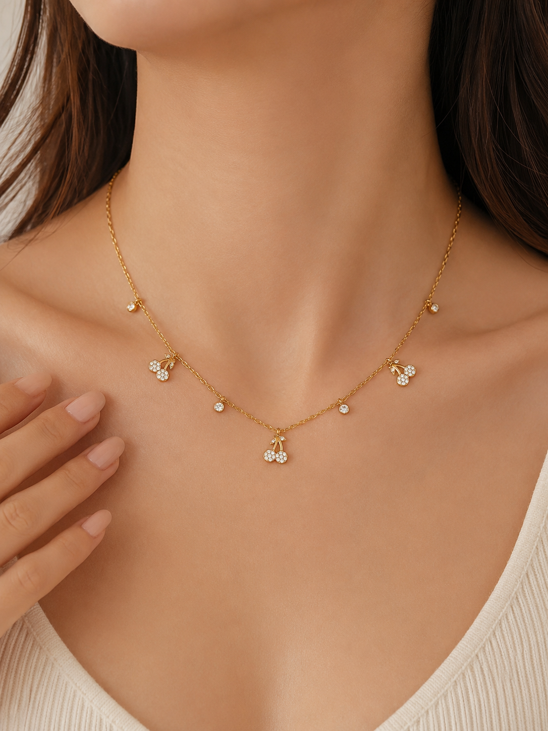 Cherry Blossom Charm Necklace – view 2 – Pabeena