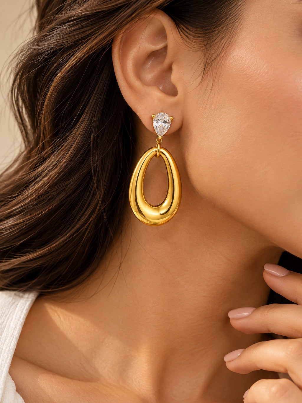 Open Teardrop Earring – worn on the ear – Pabeena