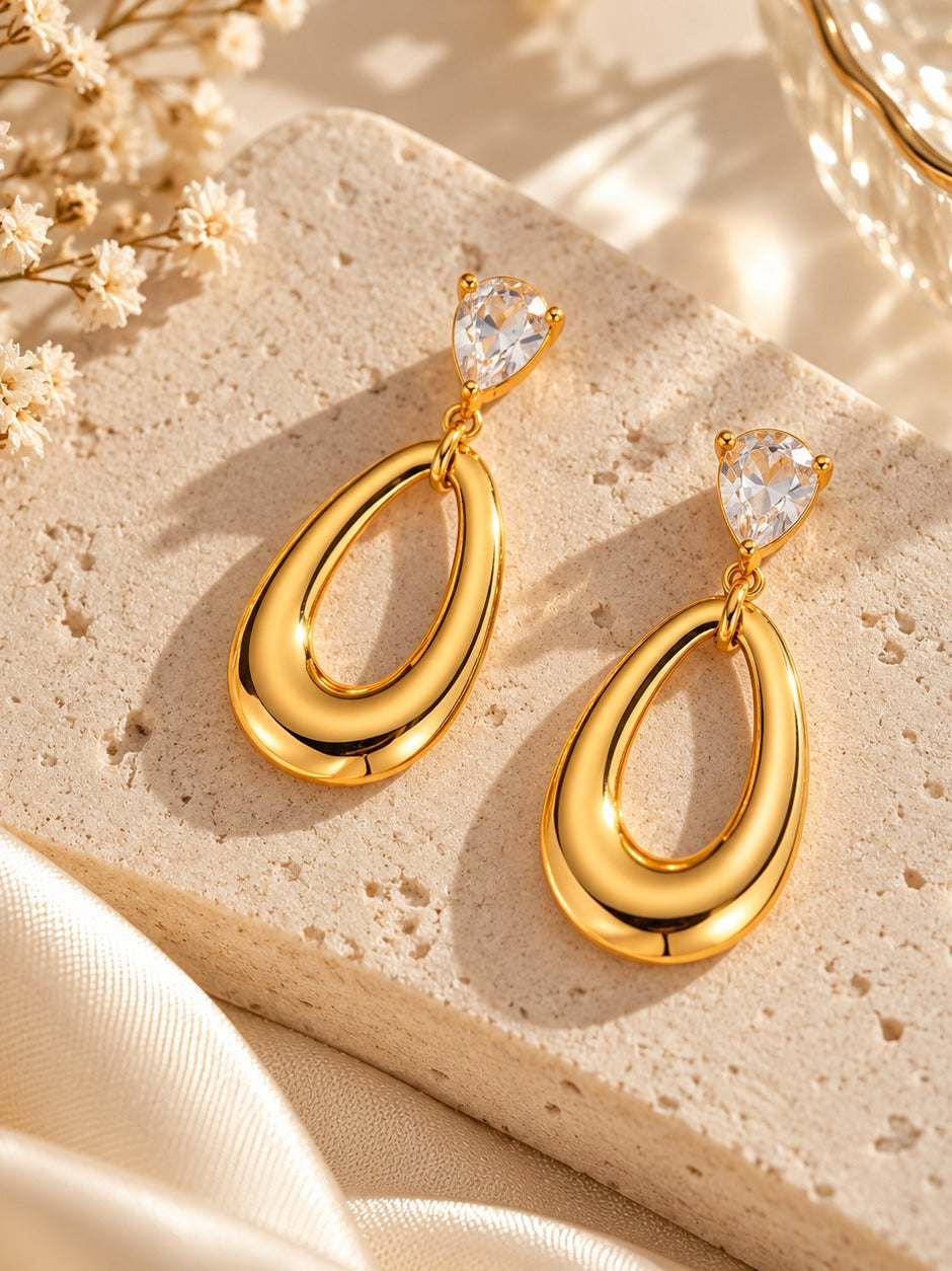 Open Teardrop Earrings – flat lay – Pabeena
