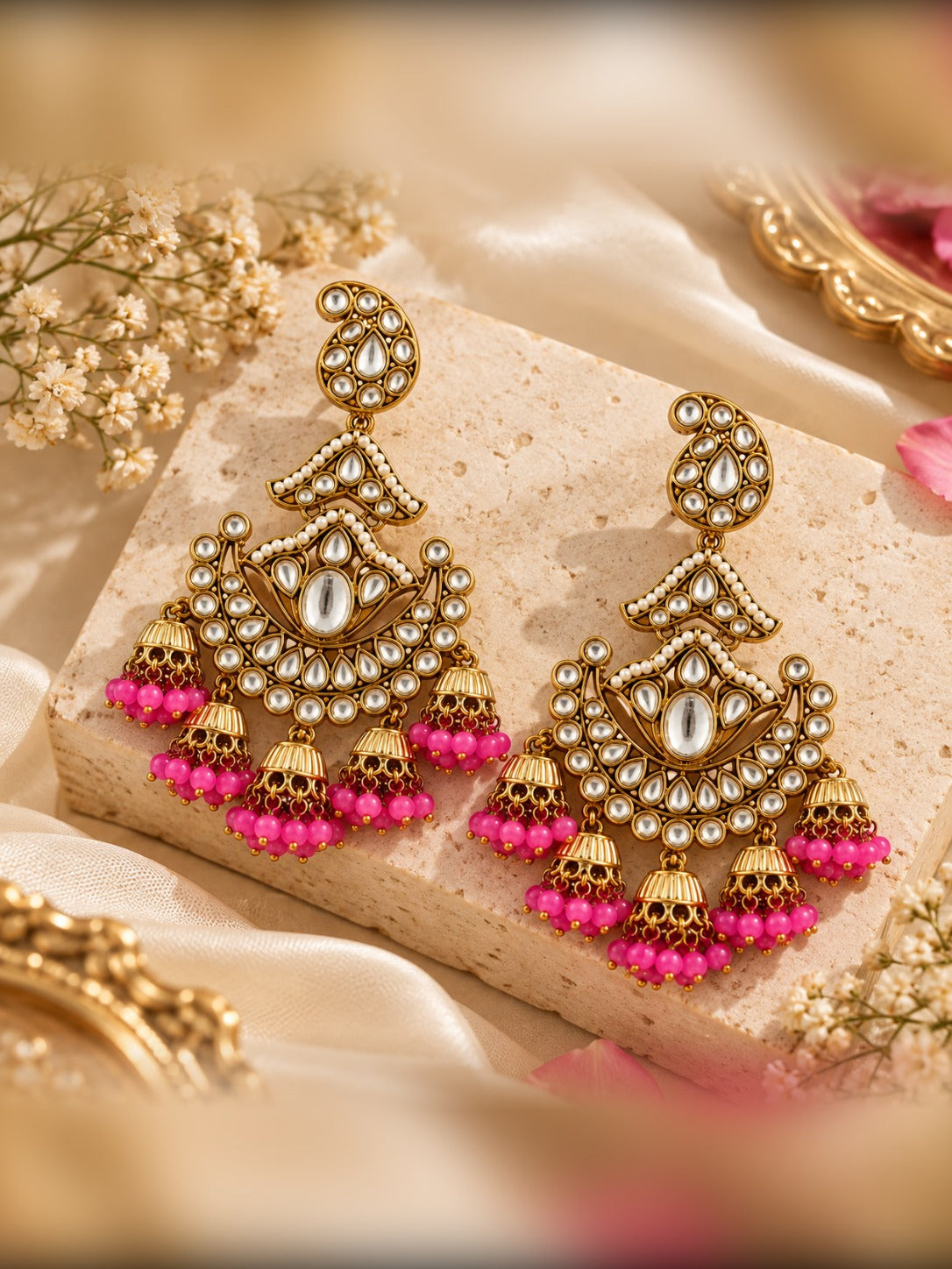 Rani Ambi paisley kundan chandbalis - Pabeena