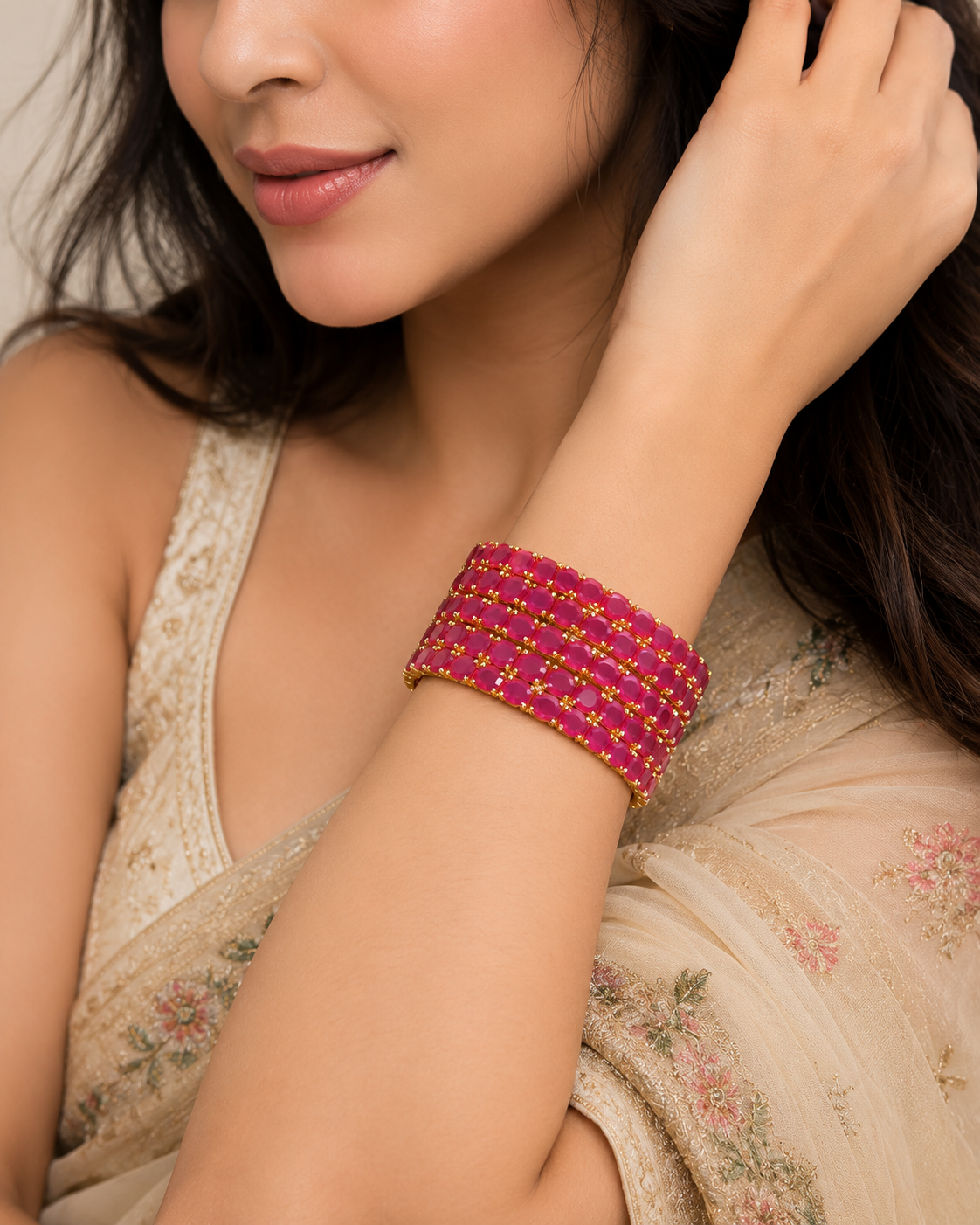 Ruby Royale Eternity Bangles – view 2 – Pabeena