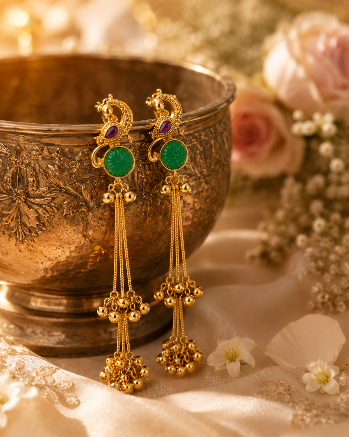 Neelam Noor Long Tassel Earrings - Pabeena