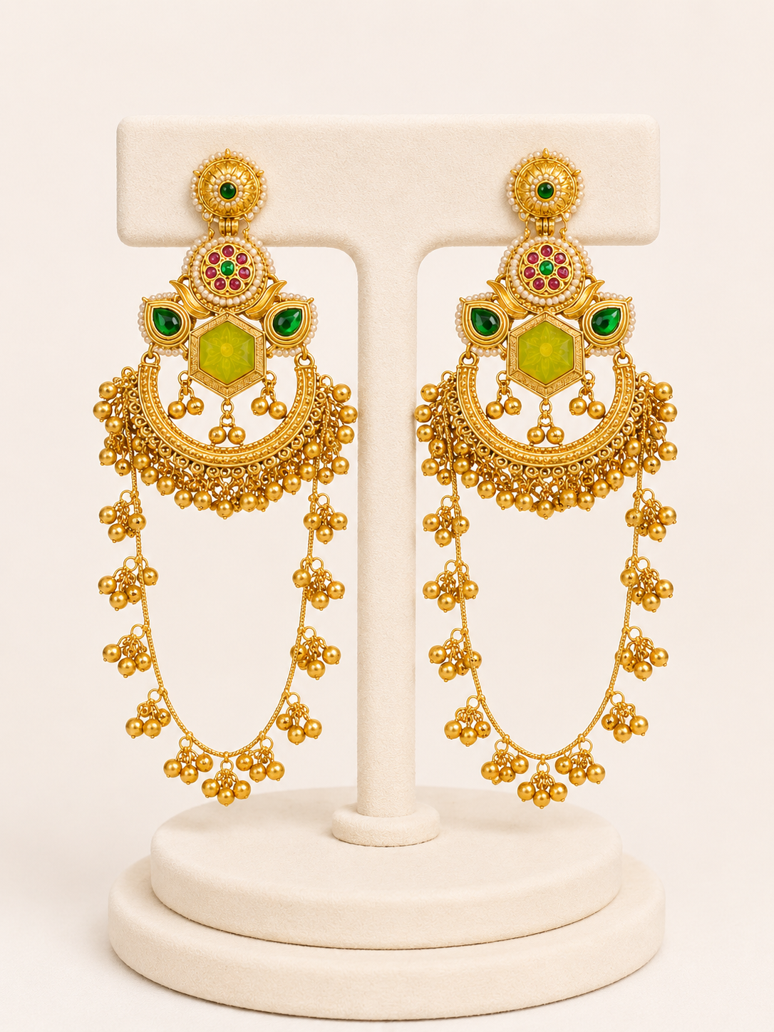 Rajwada Rangrez Chandbali Tassel Earrings - Pabeena