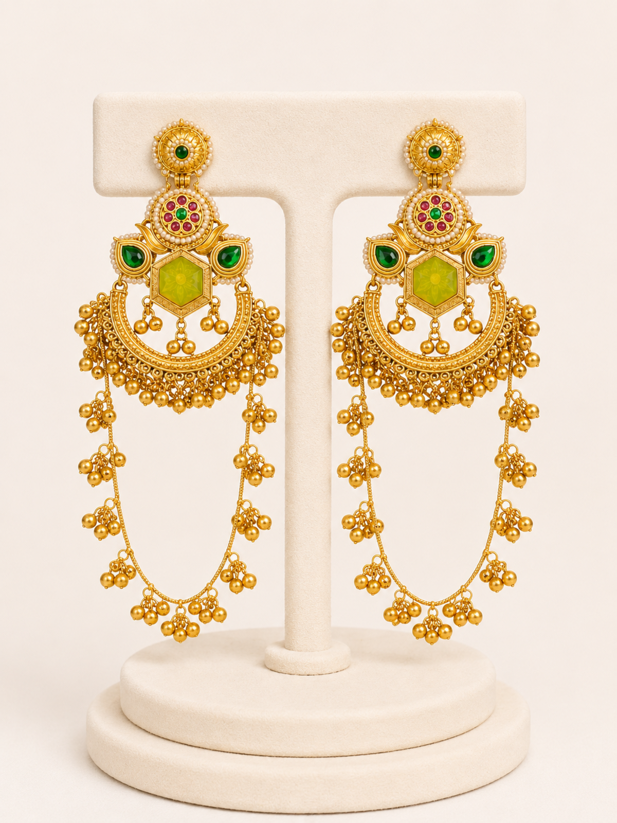 Rajwada Rangrez Chandbali Tassel Earrings - Pabeena