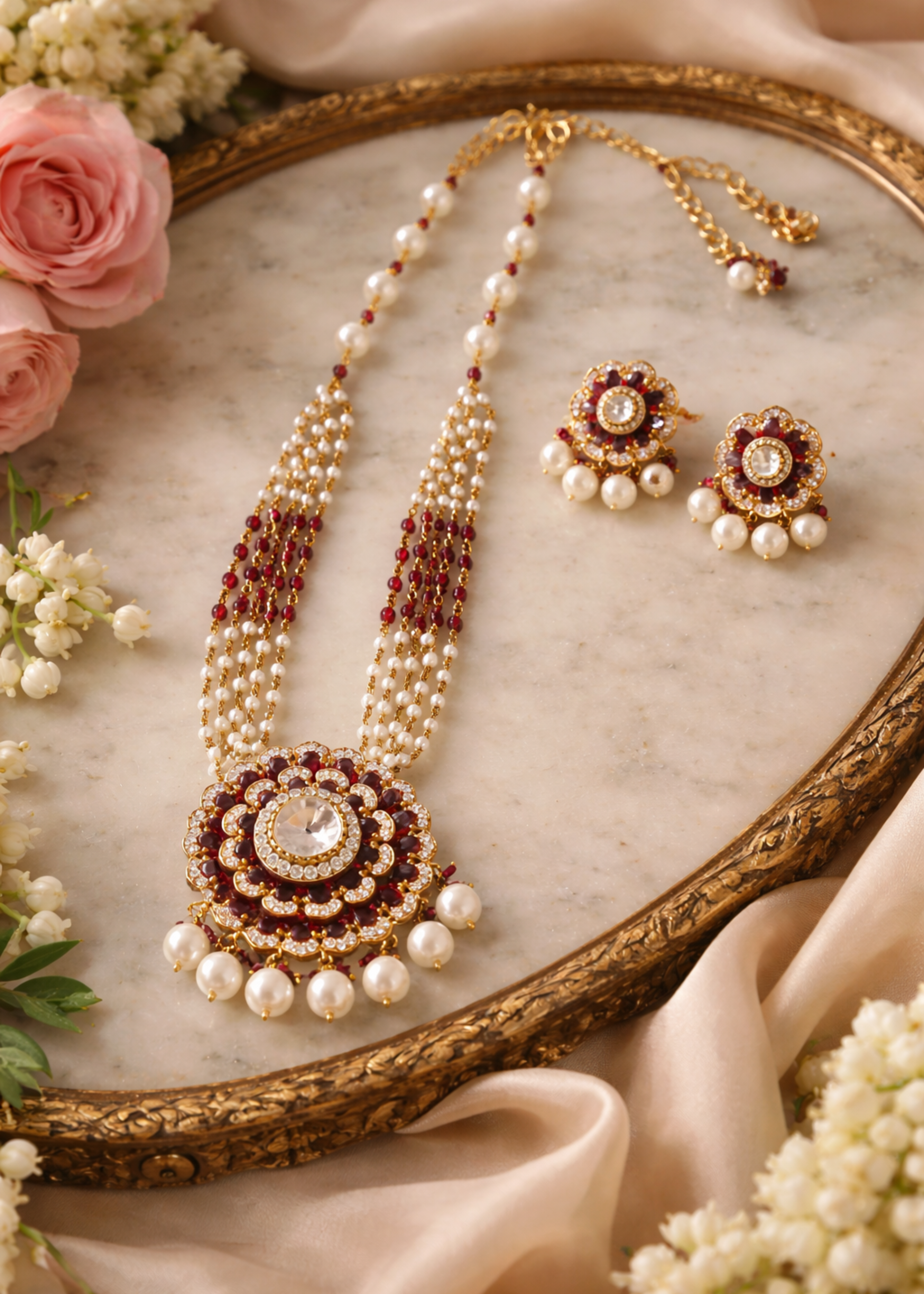 Ruby Pearl Blossom Set - Pabeena