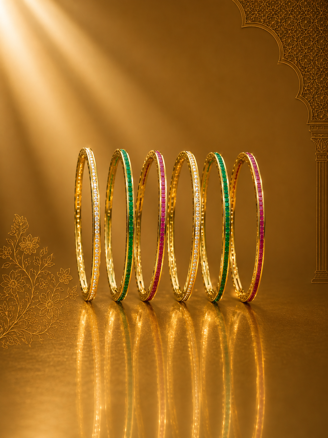 Navrang Luxe Slim Bangle Stack – view 3 – Pabeena