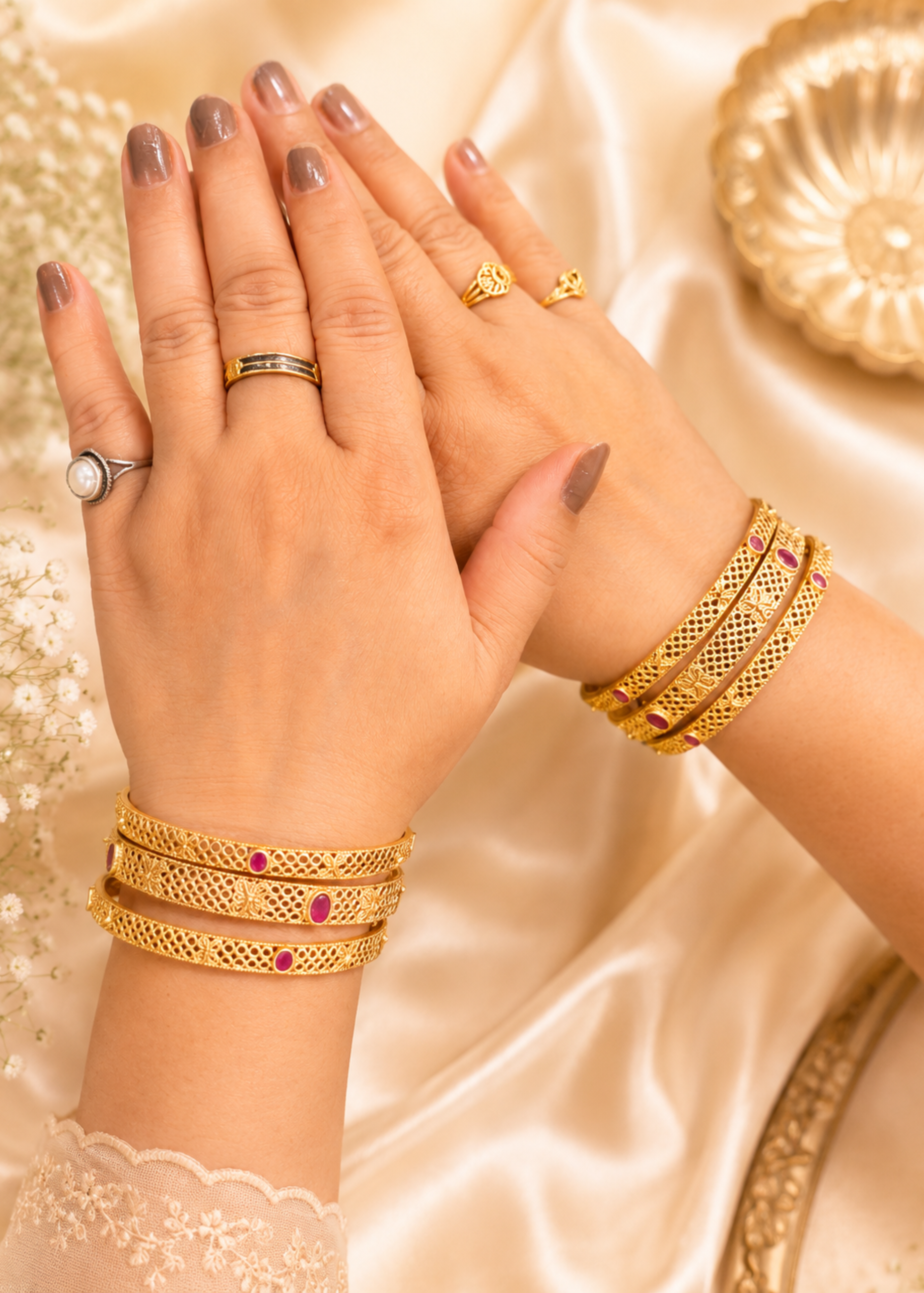 Ruby Heritage Bangles Set - Pabeena